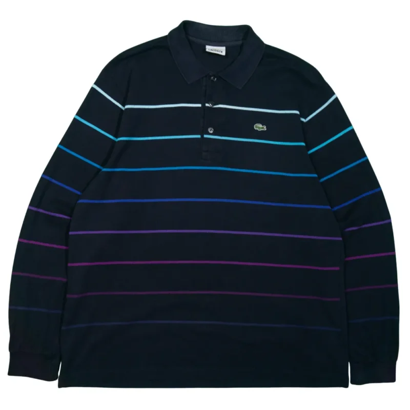 Polo de rayas Lacoste vintage 00s azul marino S