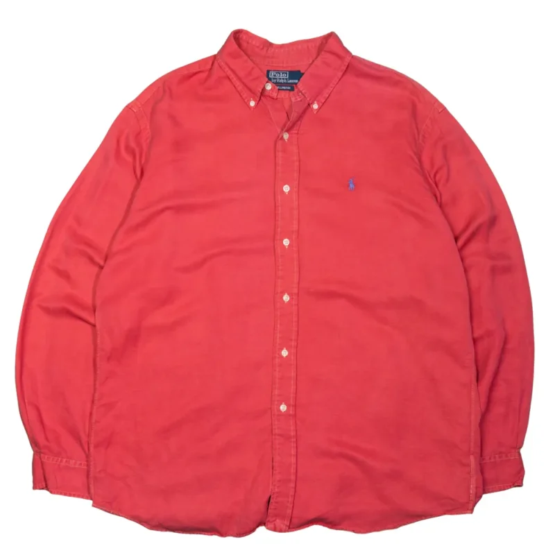 Camisa de lino y seda Ralph Lauren vintage 90s rojo XL - Lacaie Vintage Camisa de lino y seda Ralph Lauren vintage 90s rojo XL - Lacaie Vintage