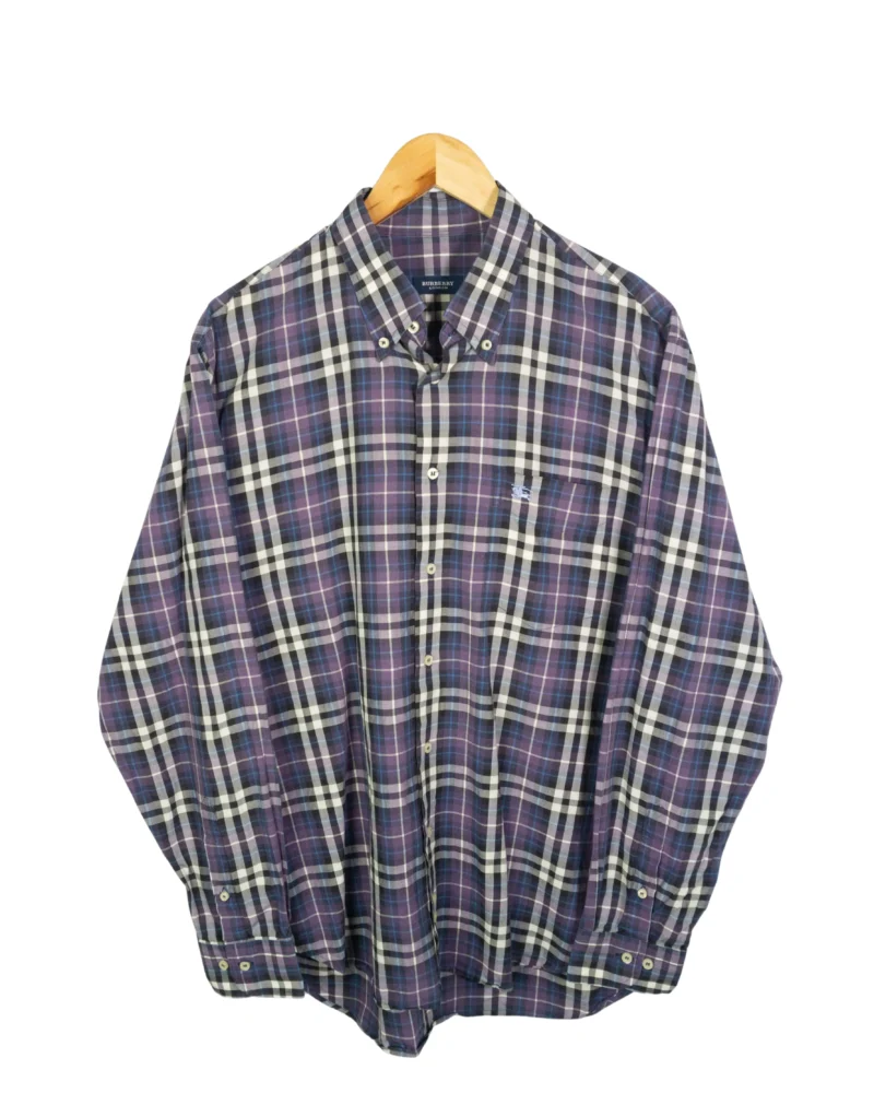 Camisa de cuadros Burberrys vintage 00s azul marino L