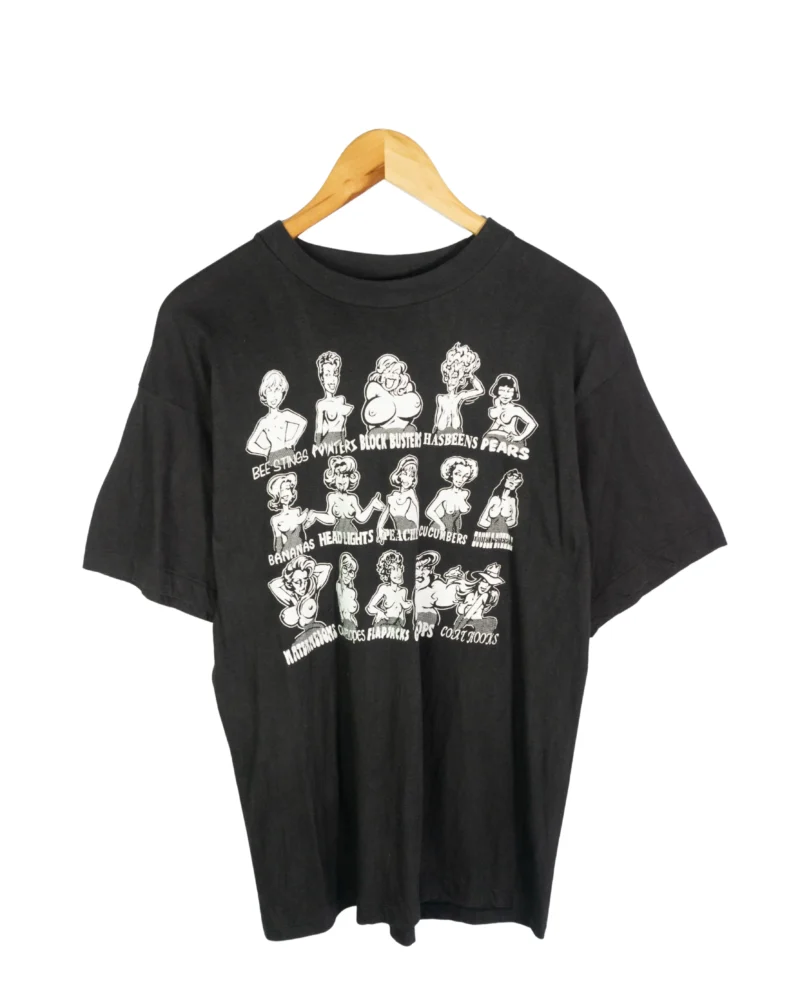 Camiseta negra print vintage 90s M - Lacaie Vintage