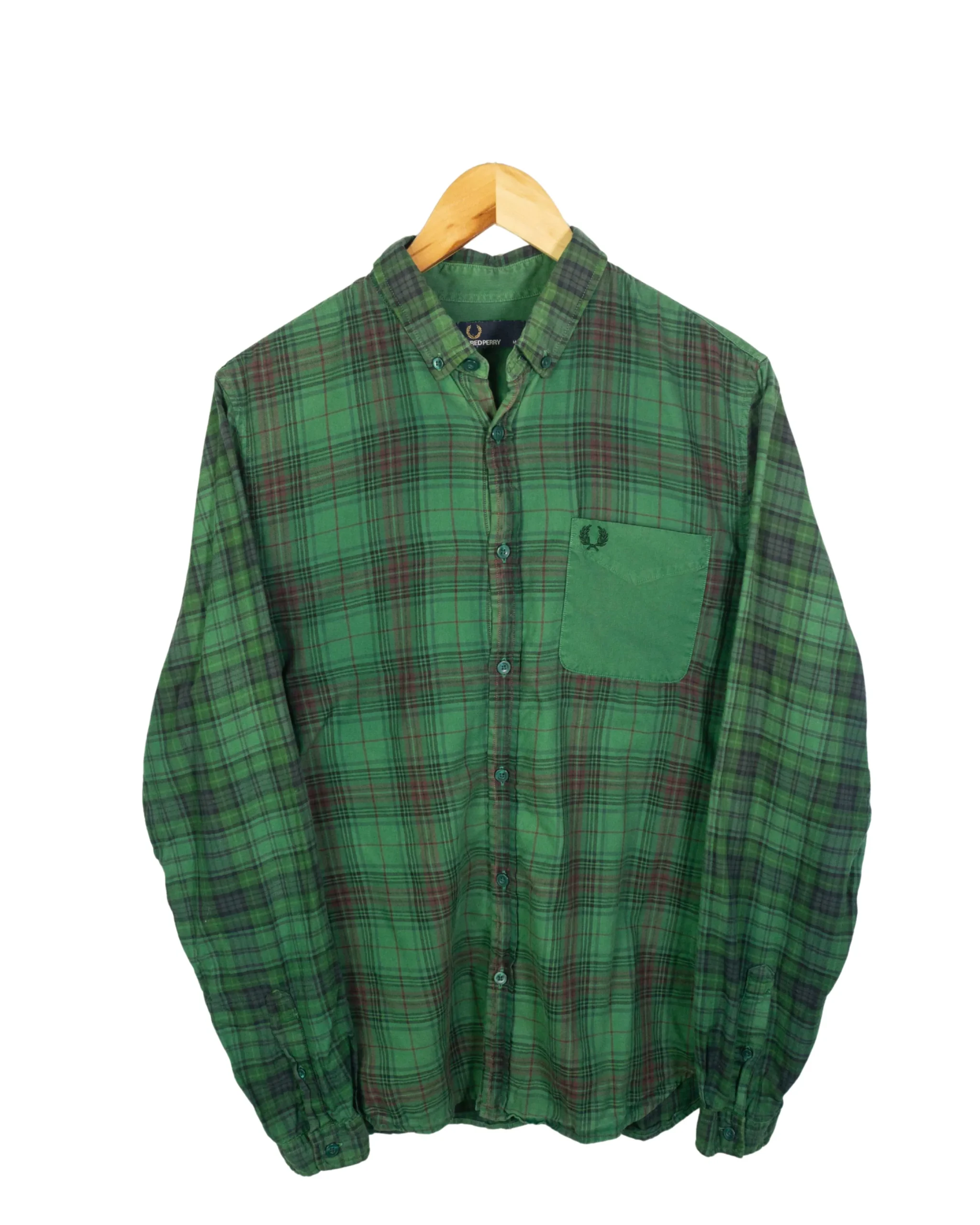 Camisa de cuadros Fred Perry verde M - Lacaie Vintage Camisa de cuadros Fred Perry verde M - Lacaie Vintage