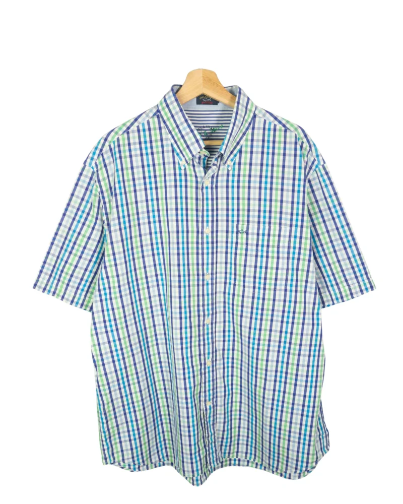 Camiseta manga corta de cuadros Paul Shark vintage 00s XL