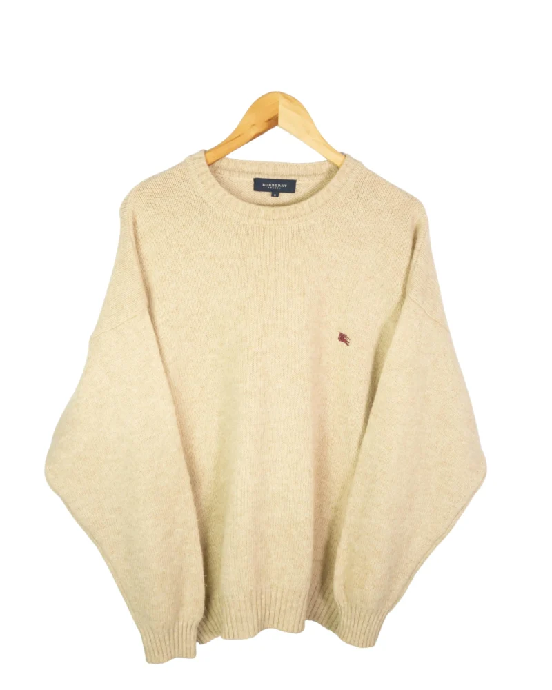 Jersey de lana Burberrys vintage 00s beige L - Lacaie Vintage