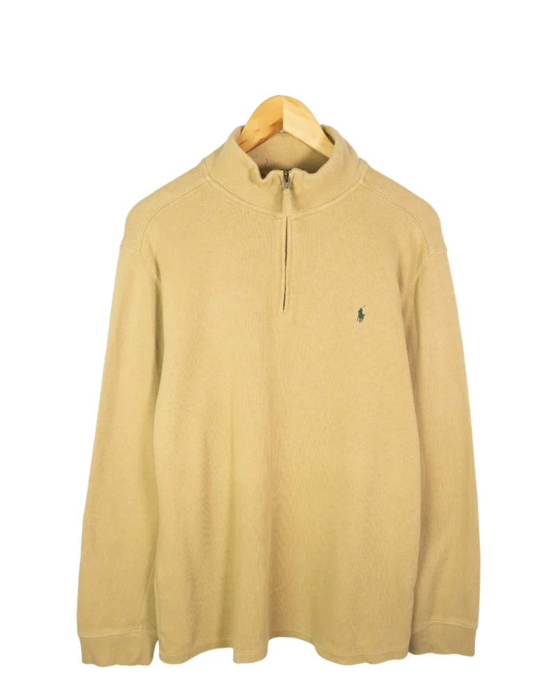 Jersey Ralph Lauren 1/4 zip beige M - Lacaie Vintage