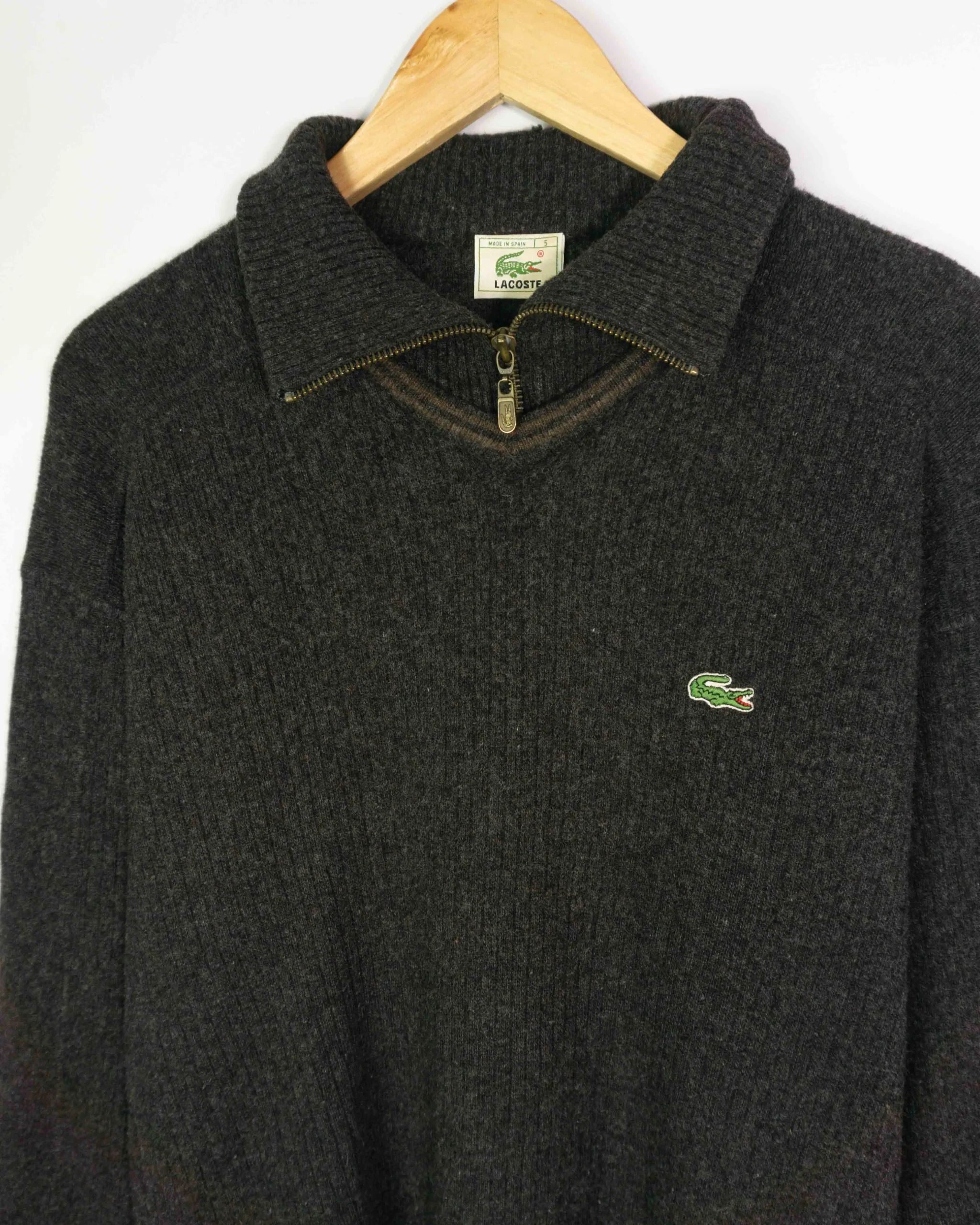 Jersey gris Lacoste vintage 90s M - Lacaie Vintage Jersey gris Lacoste vintage 90s M - Imagen 2