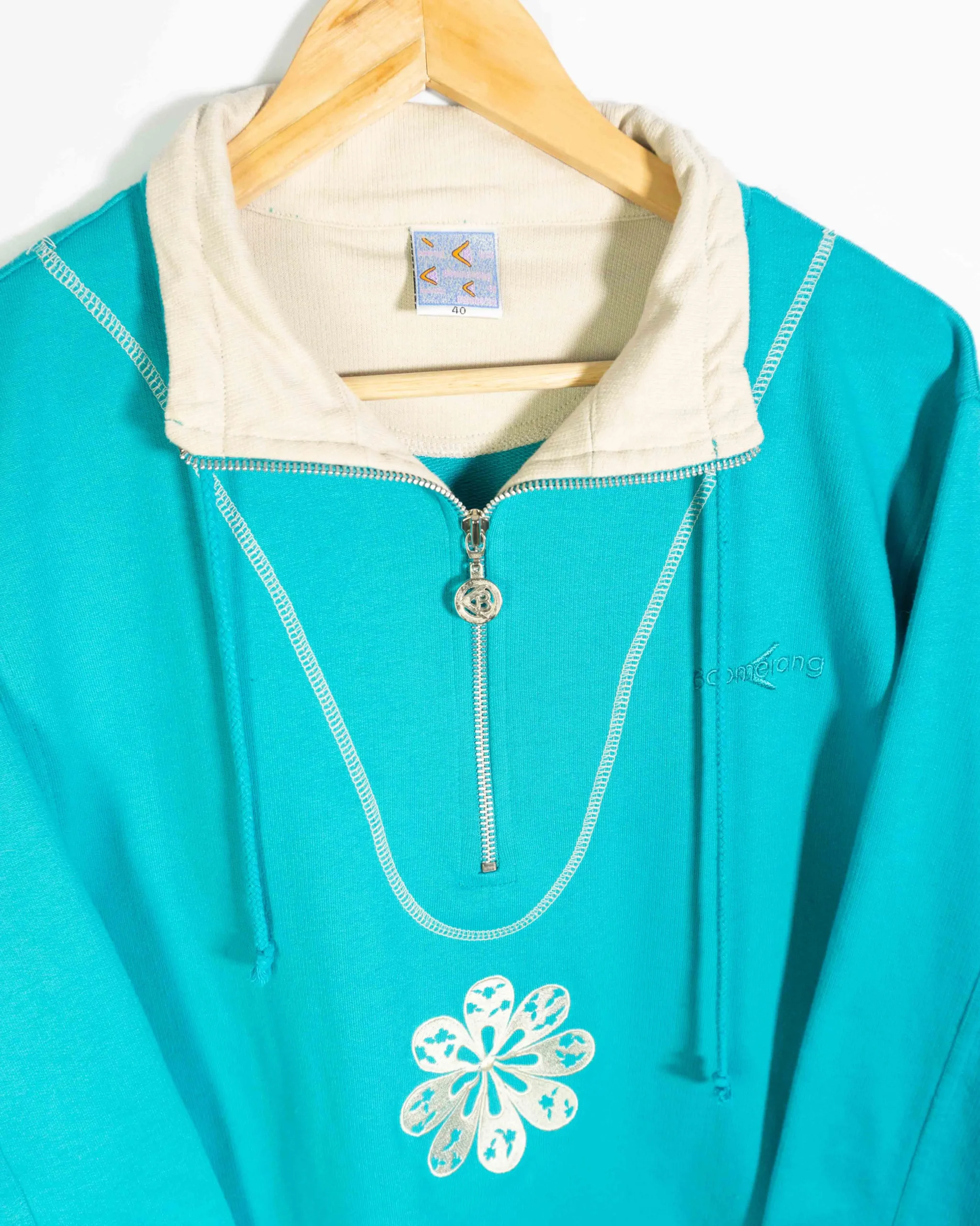 Jersey 1/4 zip Boomerang vintage 90s verde S - Lacaie Vintage Jersey 1/4 zip Boomerang vintage 90s verde S - Imagen 2