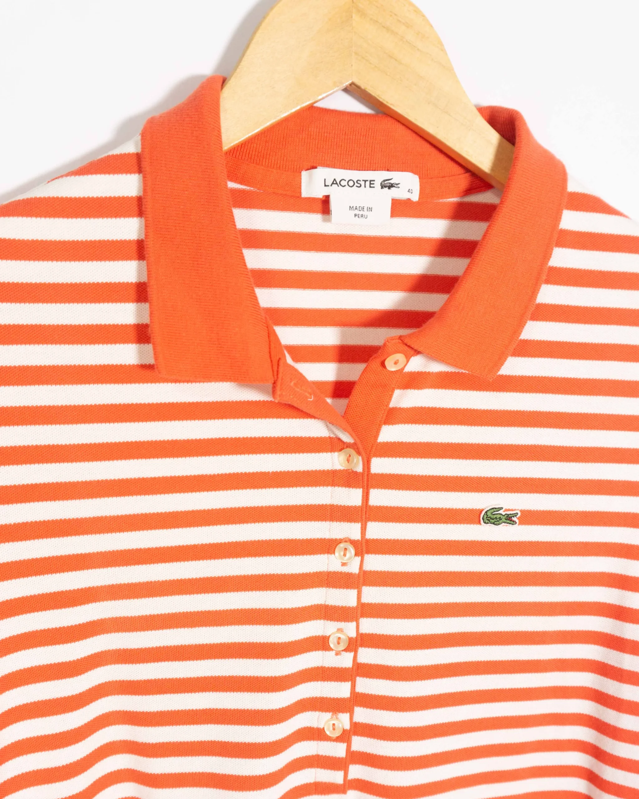 Polo de rayas mujer Lacoste rojo/blanco 40 - Lacaie Vintage Polo de rayas mujer Lacoste rojo/blanco 40 - Imagen 2