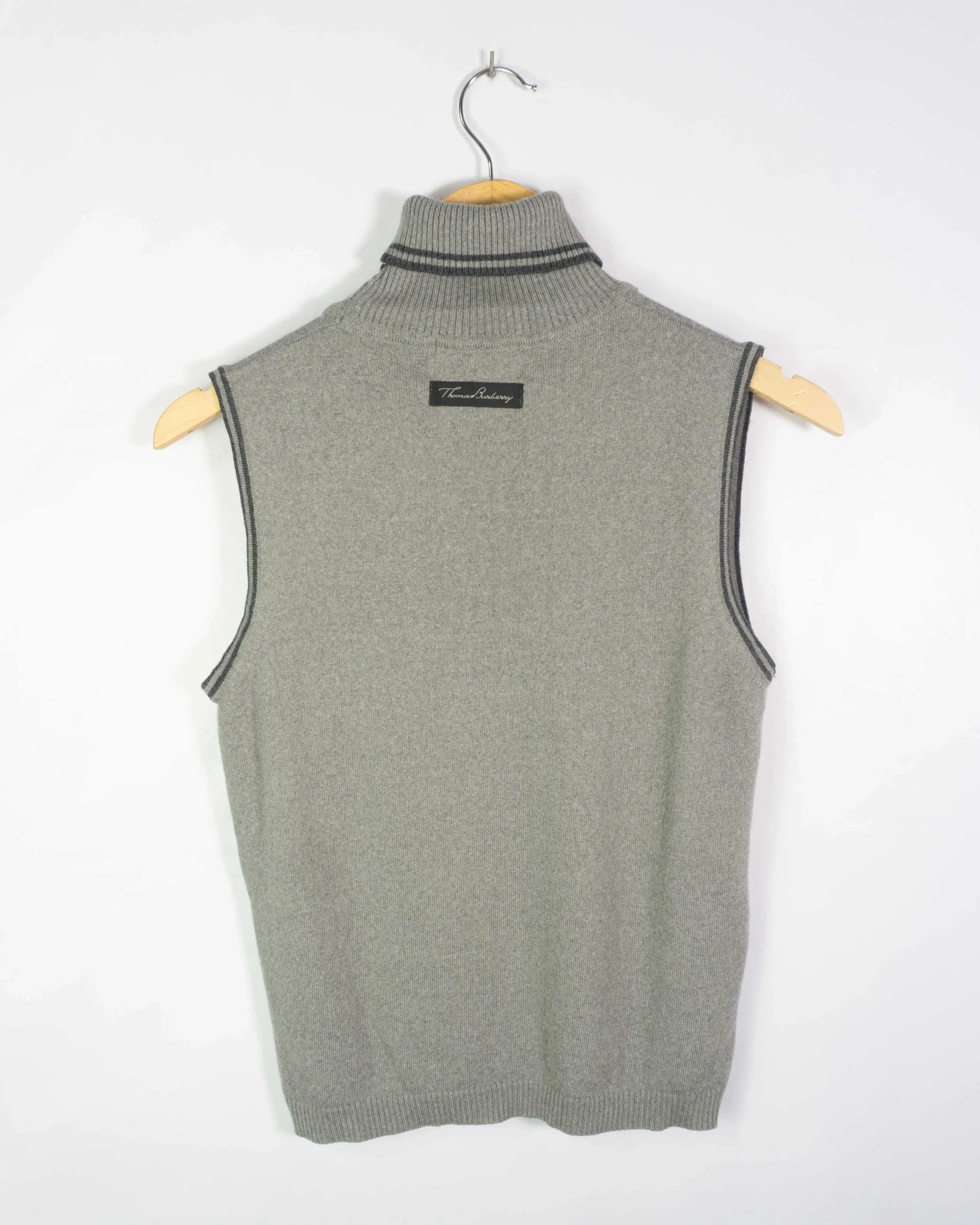 Chaleco cuello alto Thomas Burberrys vintage 00s gris M - Lacaie Vintage Chaleco cuello alto Thomas Burberrys vintage 00s gris M - Imagen 3