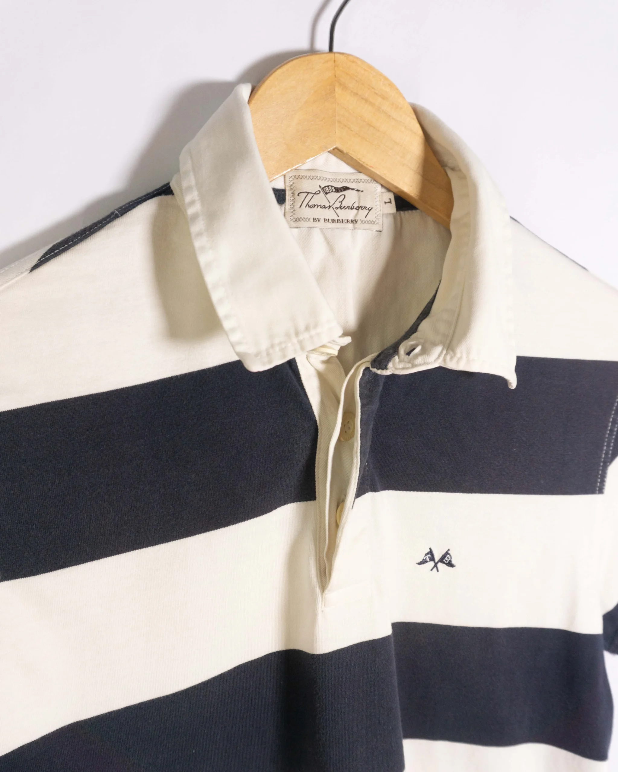 Polo de rayas Thomas Burberrys vintage 00s S - Lacaie Vintage Polo de rayas Thomas Burberrys vintage 00s S - Imagen 2