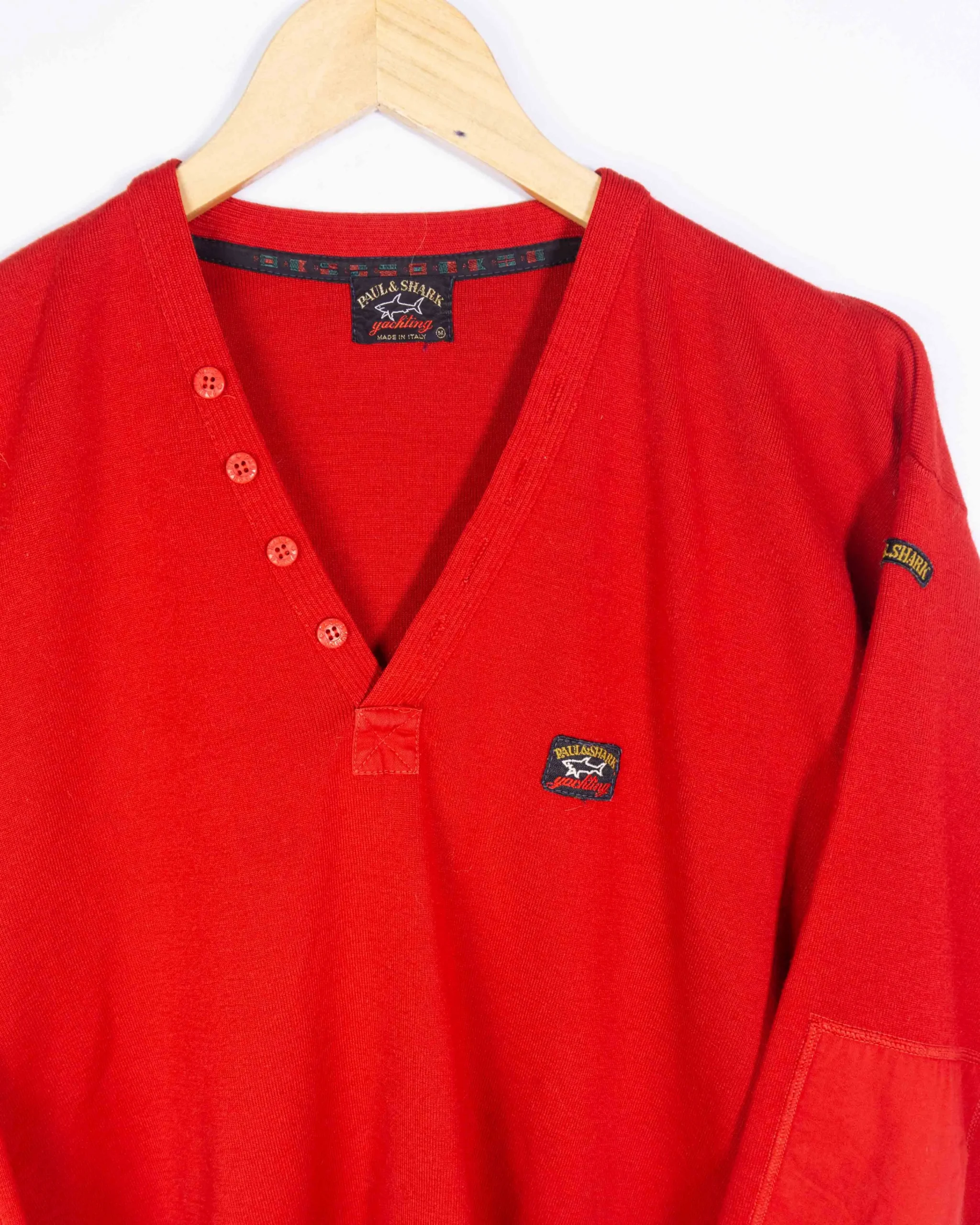 Jersey cuello de pico Paul Shark vintage 90s rojo M - Lacaie Vintage Jersey cuello de pico Paul Shark vintage 90s rojo M - Imagen 3