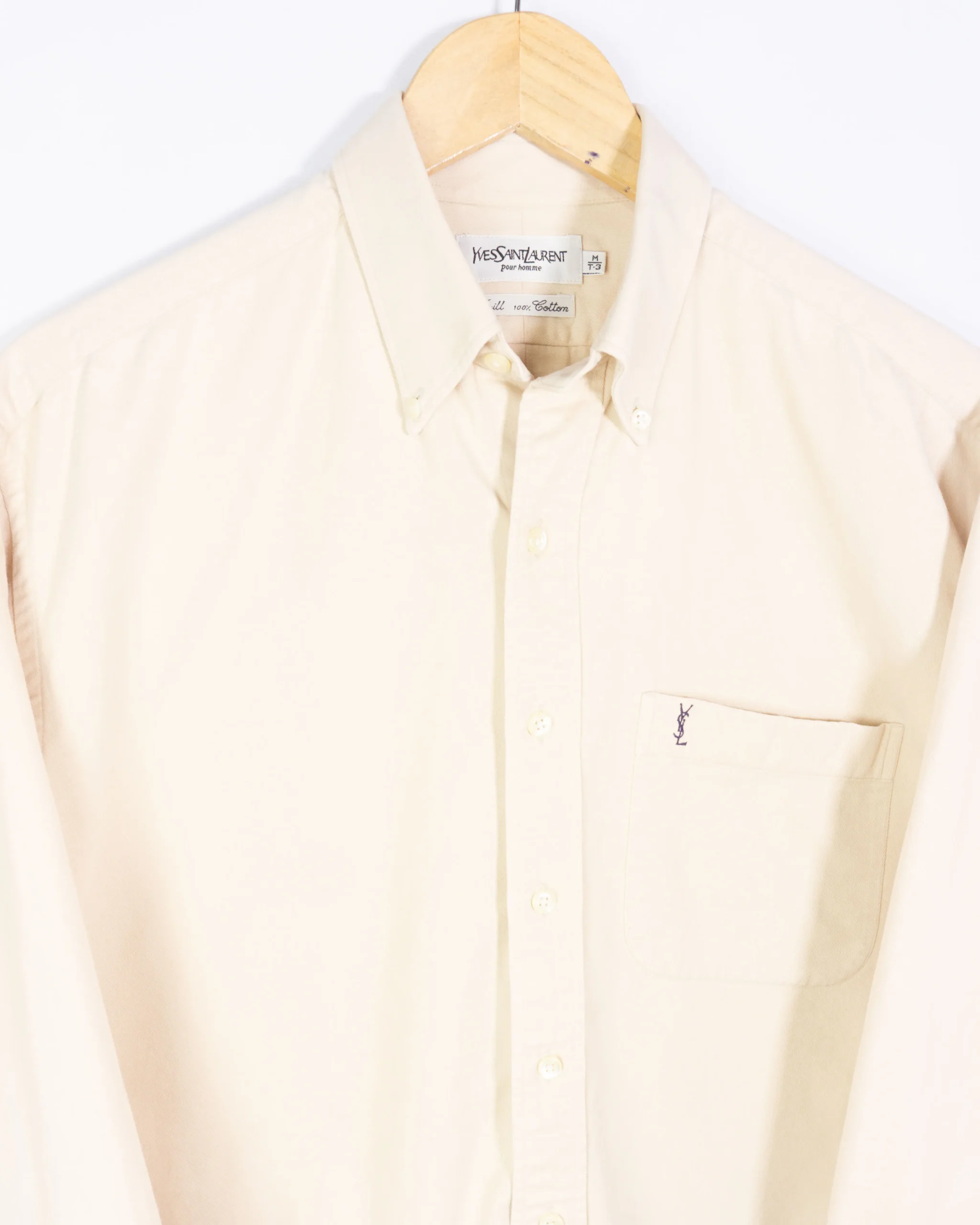 Camisa Yves Saint Laurent vintage 90s beige M - Lacaie Vintage Camisa Yves Saint Laurent vintage 90s beige M - Imagen 2
