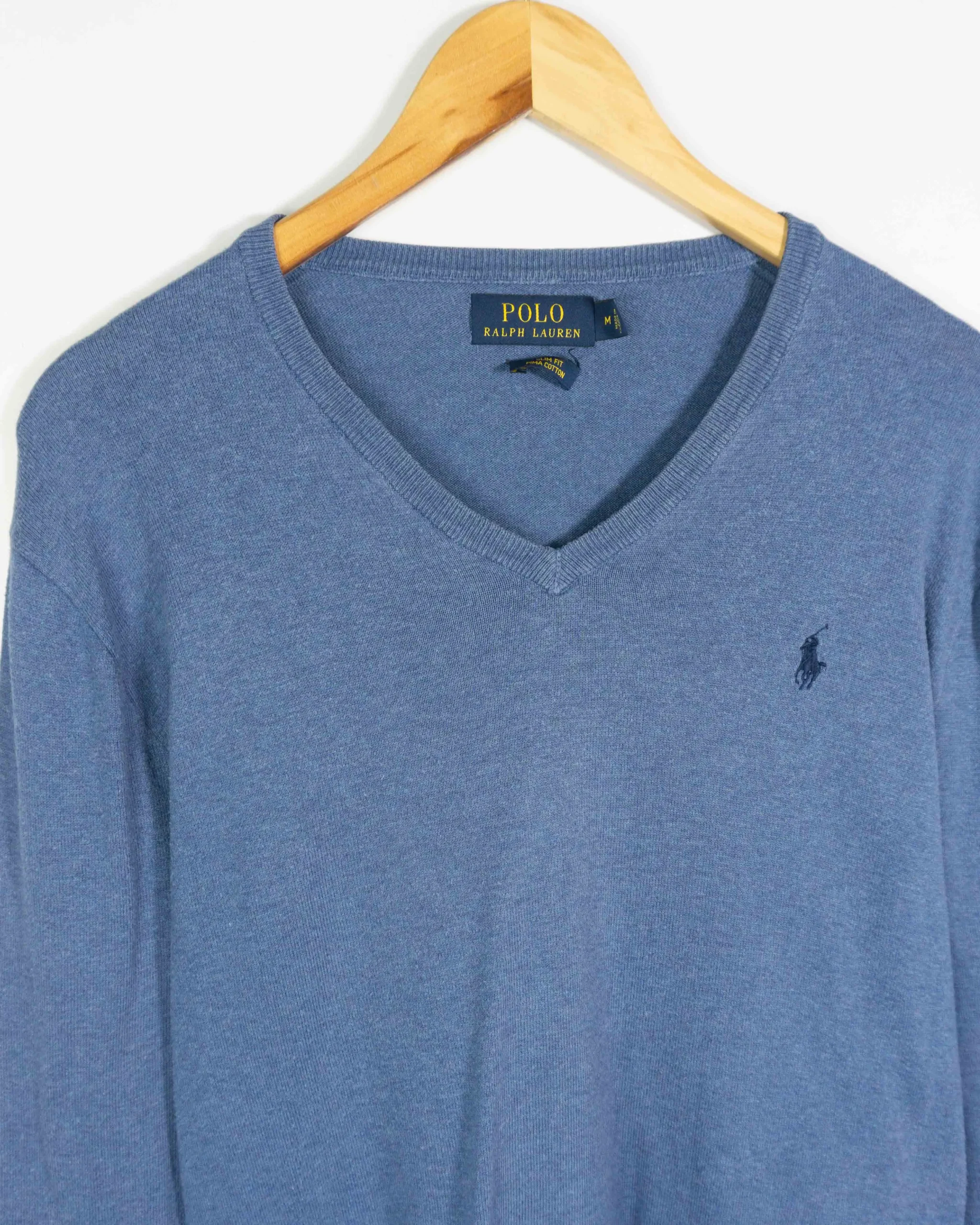 Jersey cuello pico Ralph Lauren azul M - Lacaie Vintage Jersey cuello pico Ralph Lauren azul M - Imagen 2