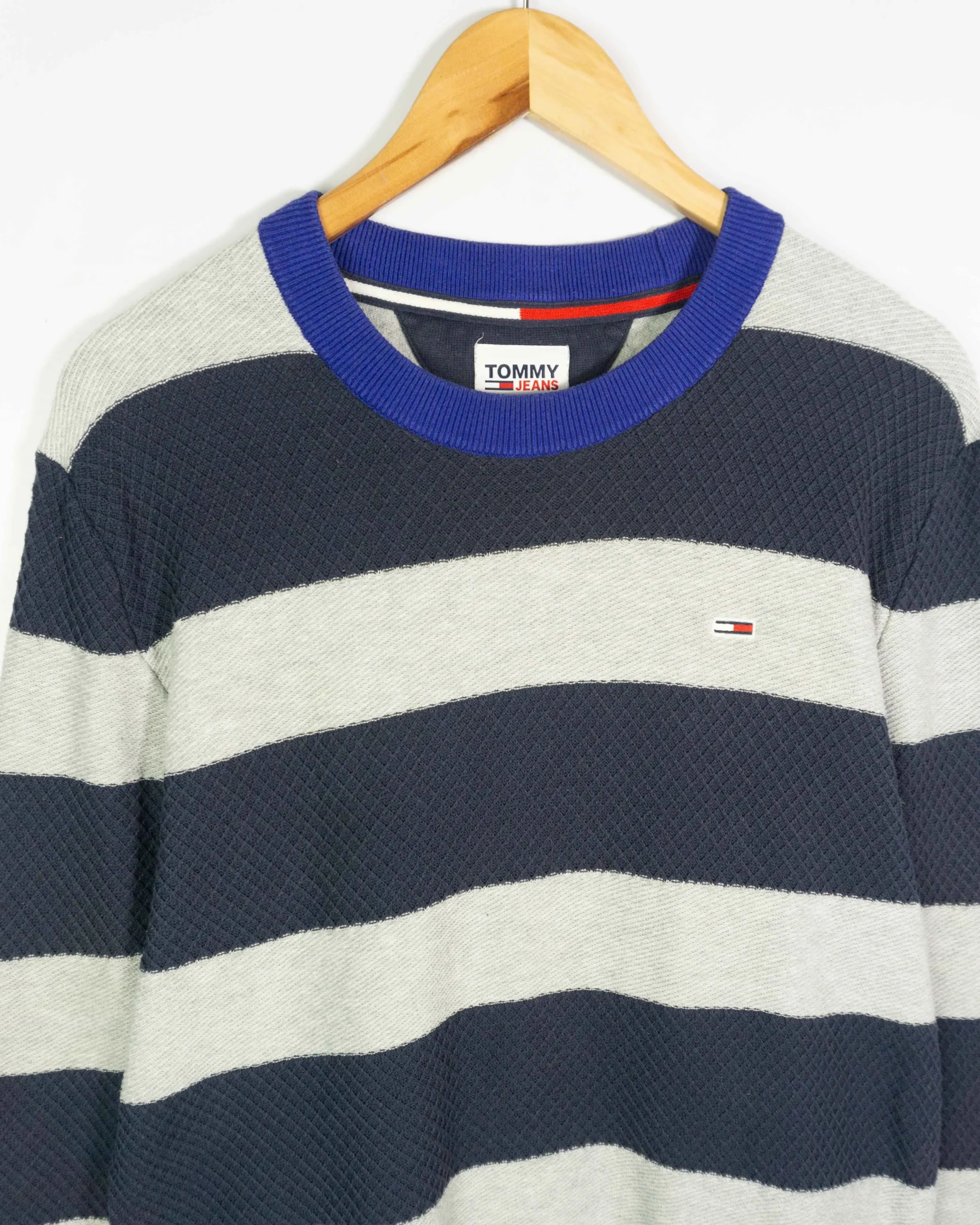 Jersey de rayas Tommy Jeans azul marino/gris M - Lacaie Vintage Jersey de rayas Tommy Jeans azul marino/gris M - Imagen 2