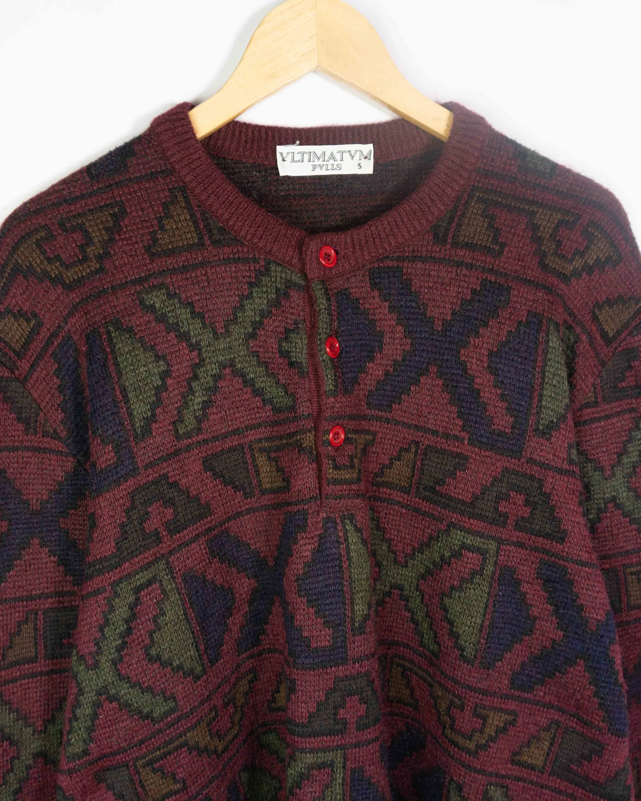 Jersey con botones estampado vintage 90s L - Lacaie Vintage Jersey con botones estampado vintage 90s L - Imagen 2