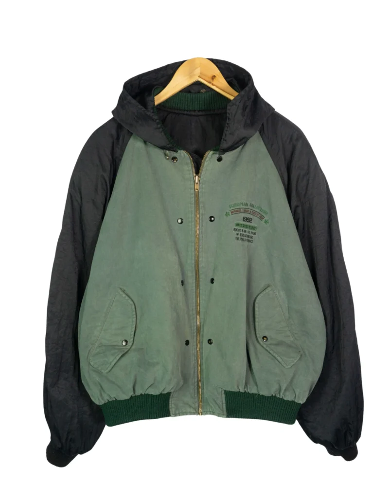 Chaqueta acolchada reversible vintage 90s verde/negro L