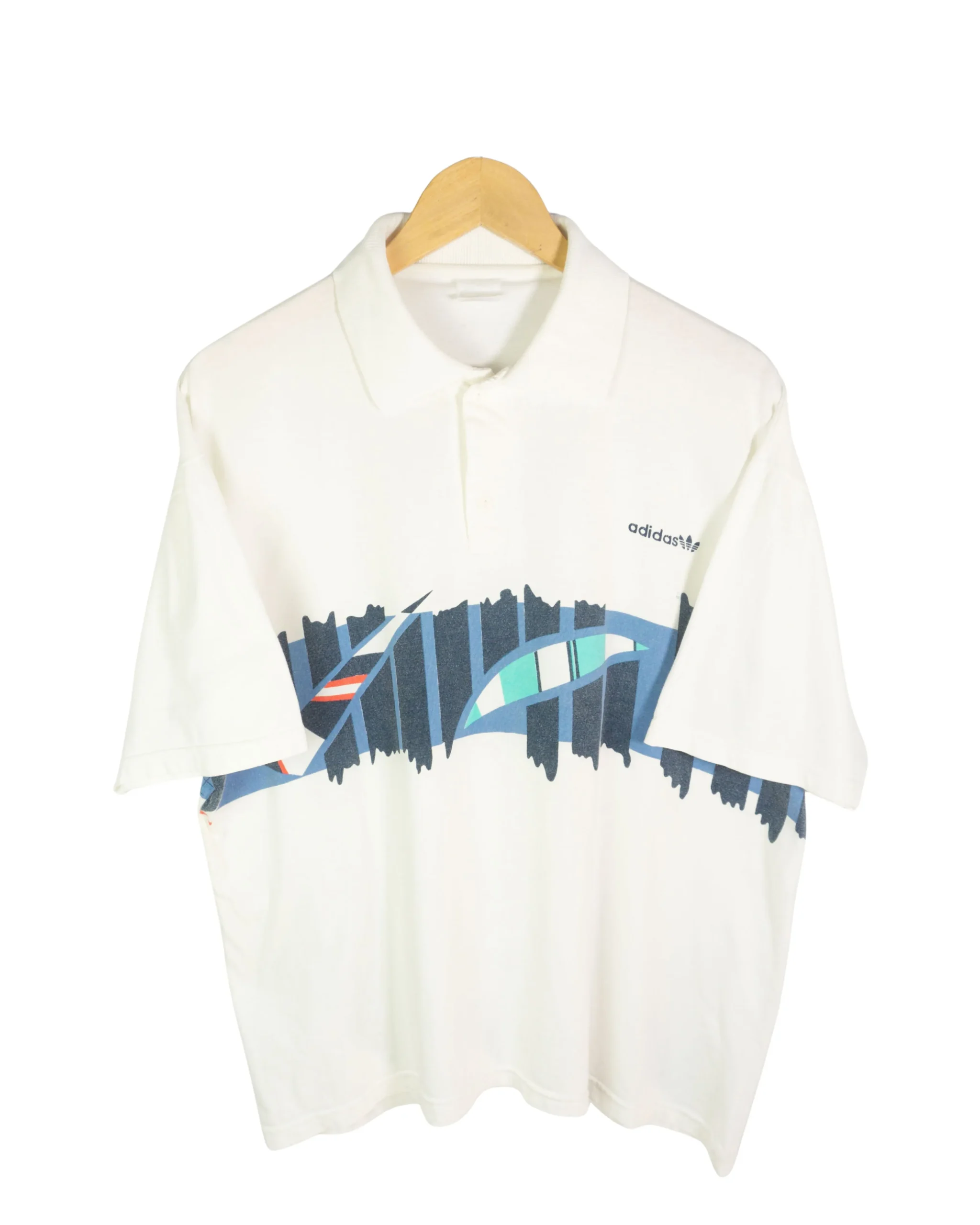 Polo Adidas vintage 90s blanco L - Lacaie Vintage Polo Adidas vintage 90s blanco L