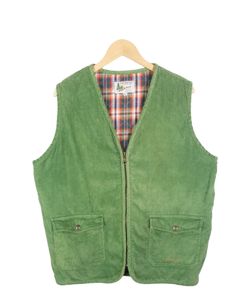 Chaleco de pana vintage 90s verde M