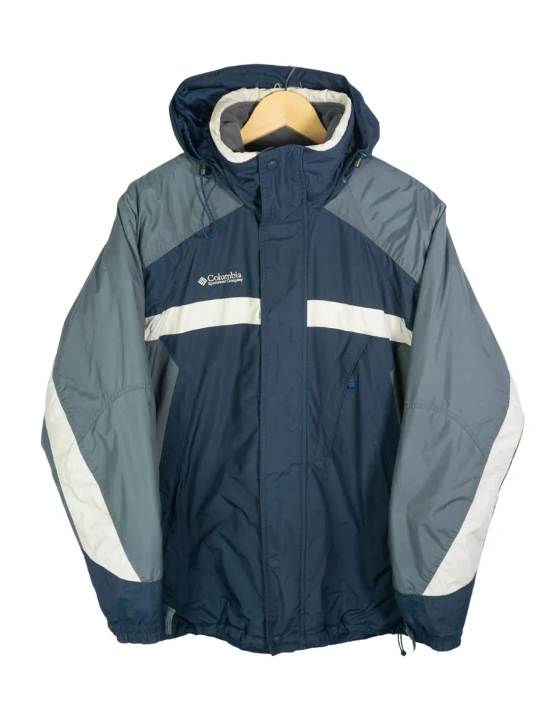 Abrigo acolchado Columbia vintage 00s azul marino/verde/blanco M oversize