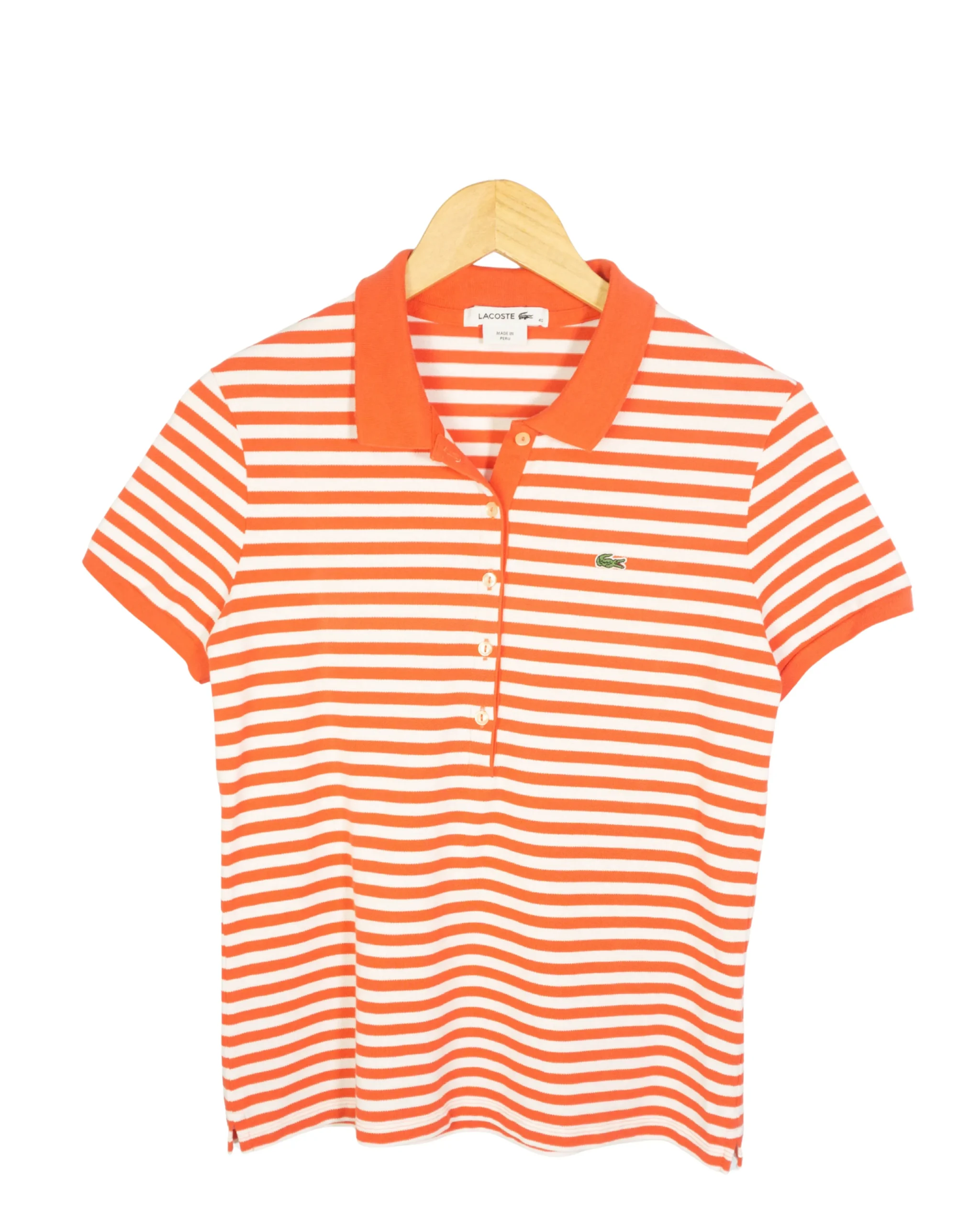 Polo de rayas mujer Lacoste rojo/blanco 40 - Lacaie Vintage Polo de rayas mujer Lacoste rojo/blanco 40