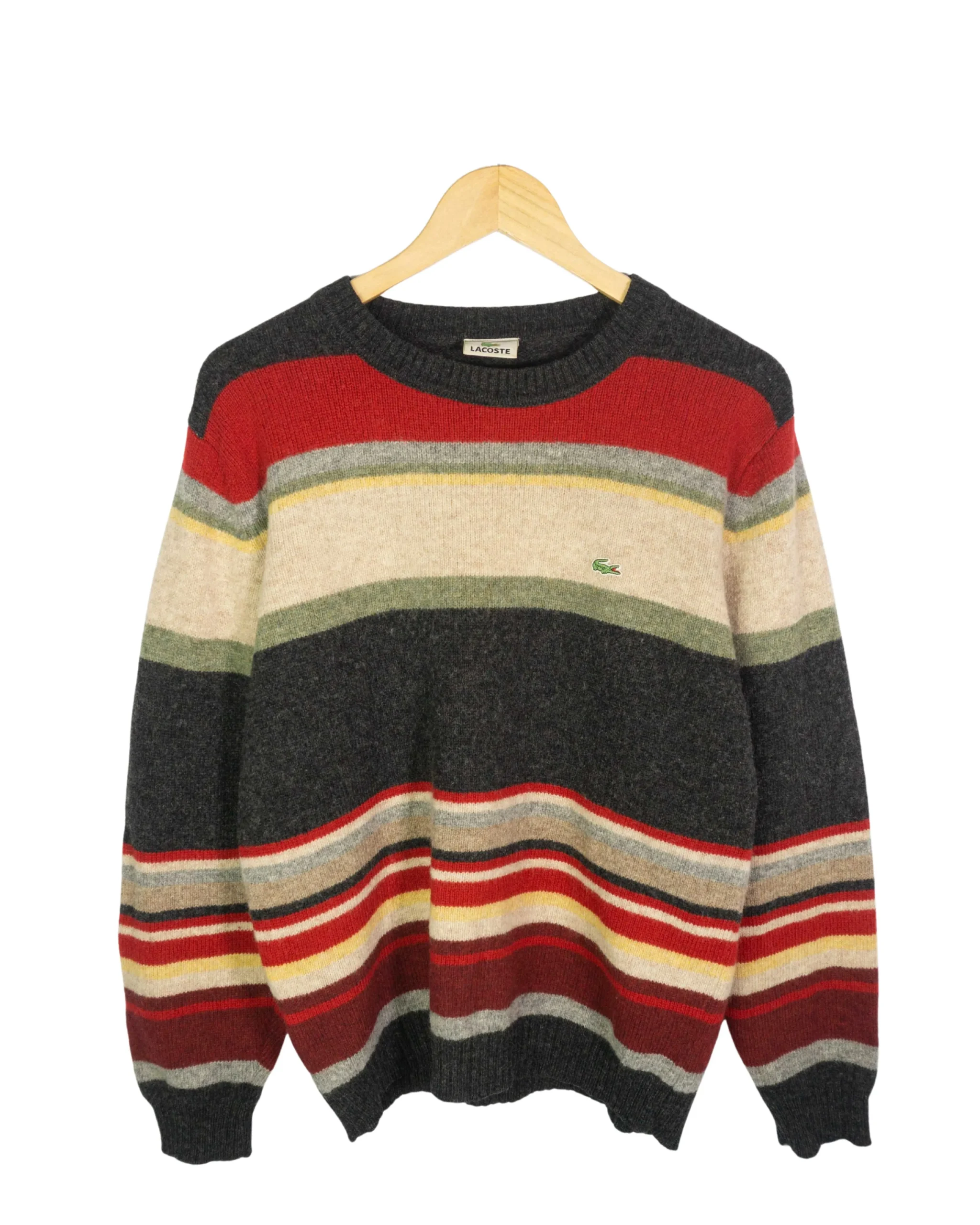 Jersey de lana de rayas Lacoste vintage 00s M - Lacaie Vintage Jersey de lana de rayas Lacoste vintage 00s M
