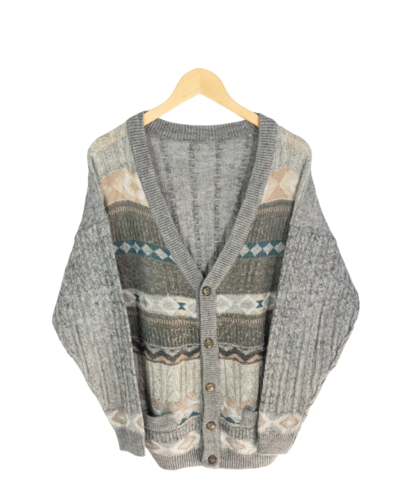 Cárdigan étnica vintage 90s gris L