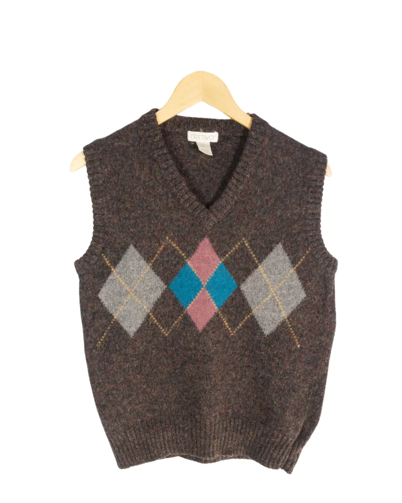 Chaleco de rombos vintage 90s S