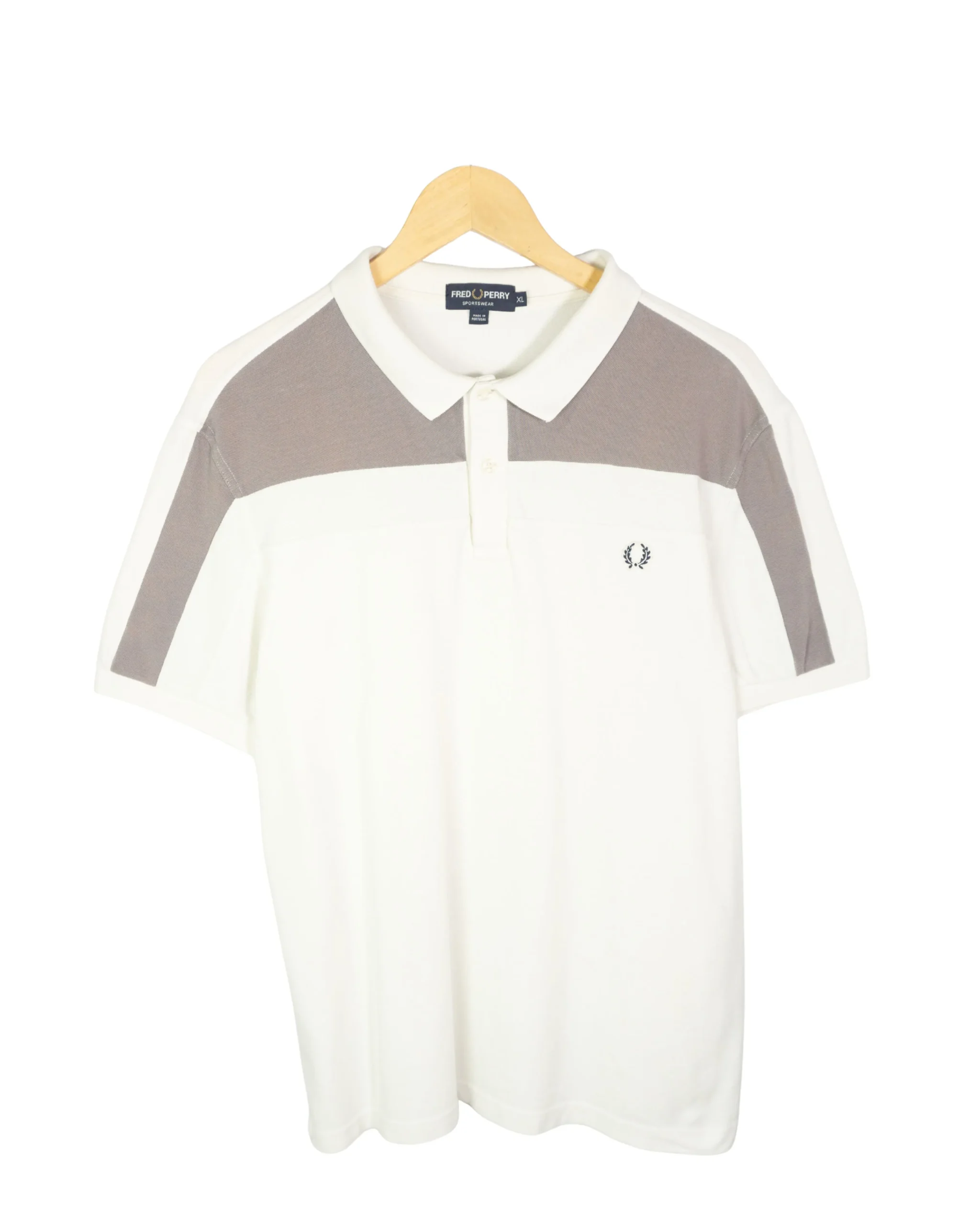 Polo Fred Perry blanco/gris XL - Lacaie Vintage Polo Fred Perry blanco/gris XL