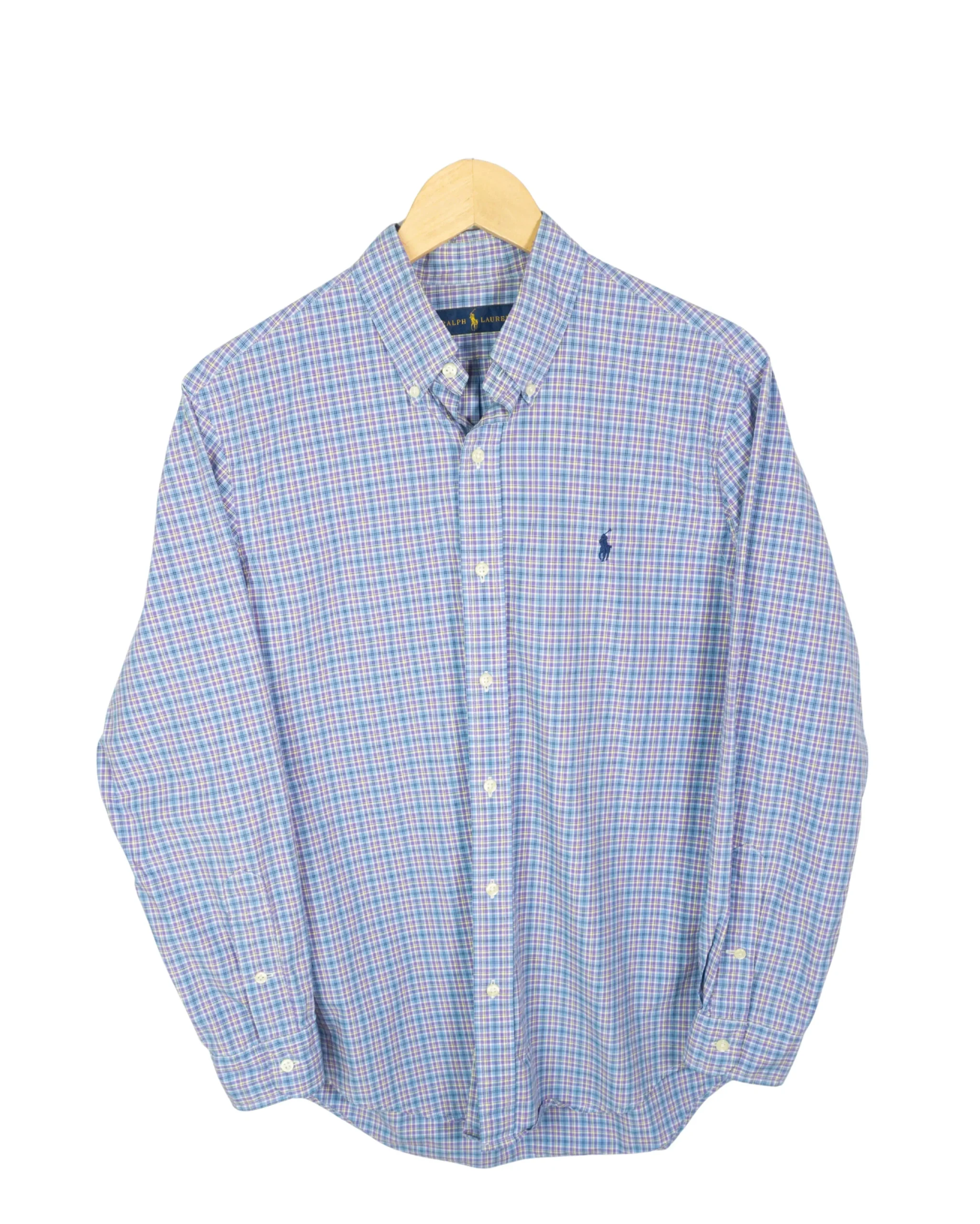 Camisa de cuadros Ralph Lauren azul M - Lacaie Vintage Camisa de cuadros Ralph Lauren azul M