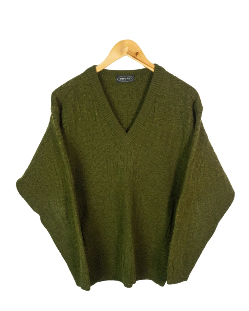 Jersey cuello pico vintage 90s marrón S