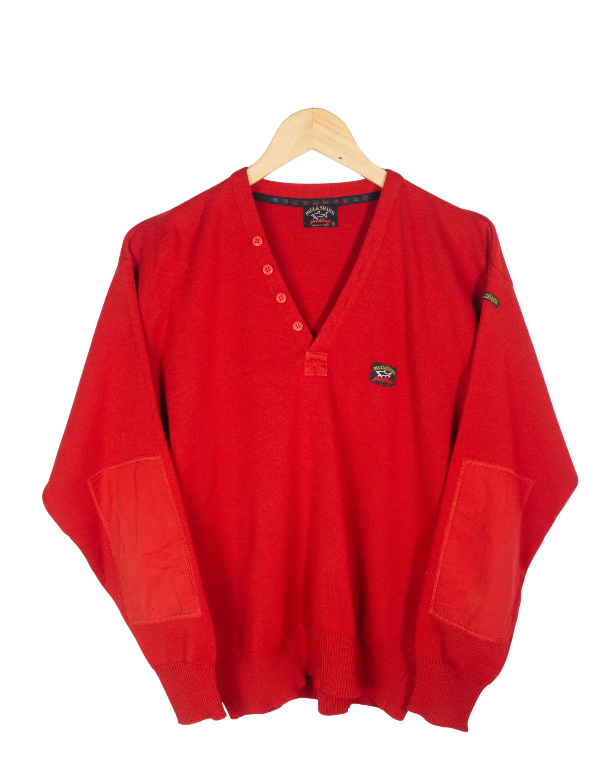 Jersey cuello de pico Paul Shark vintage 90s rojo M - Lacaie Vintage Jersey cuello de pico Paul Shark vintage 90s rojo M