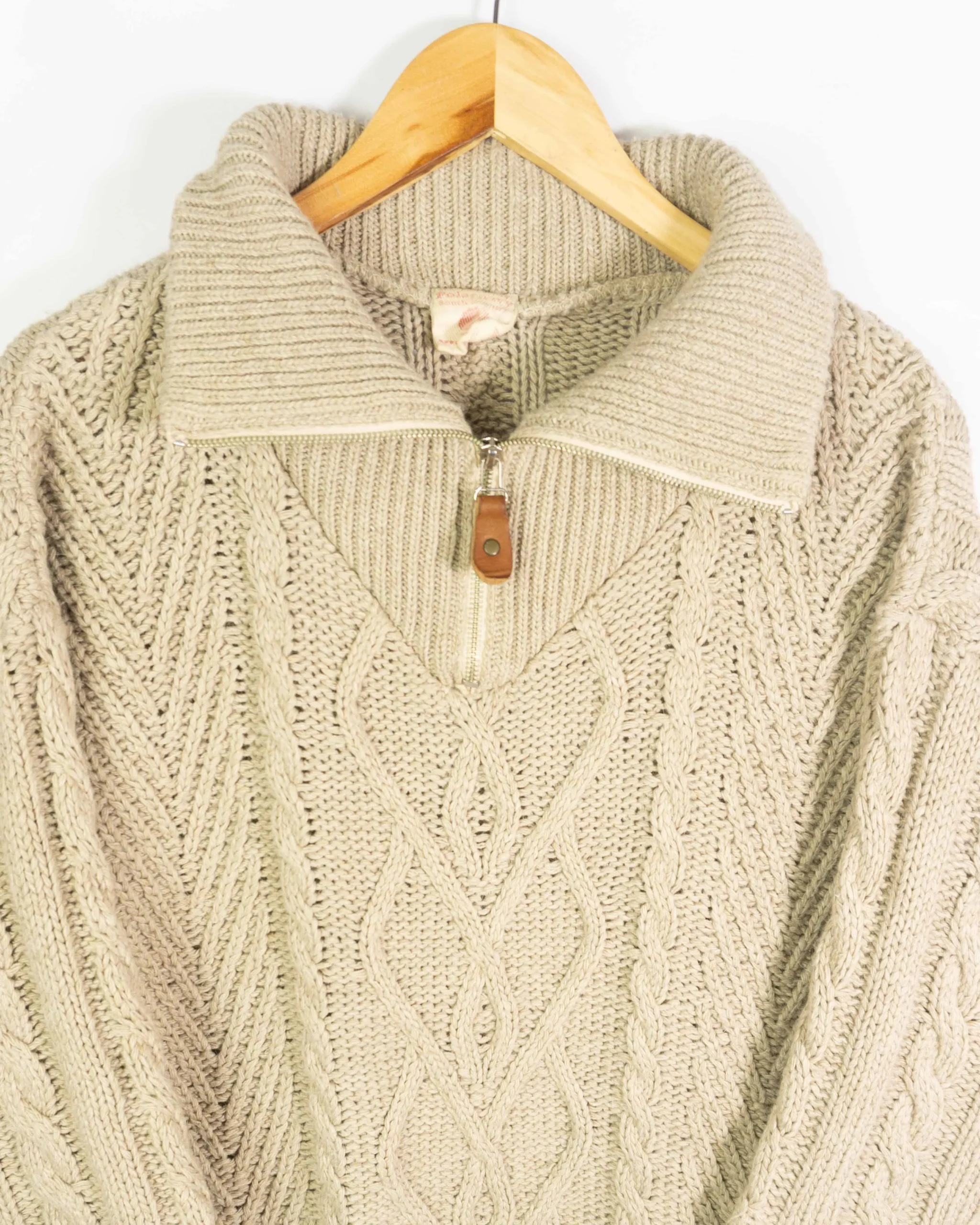 Jersey textura vintage 90s beige M oversize - Lacaie Vintage Jersey textura vintage 90s beige M oversize - Imagen 2