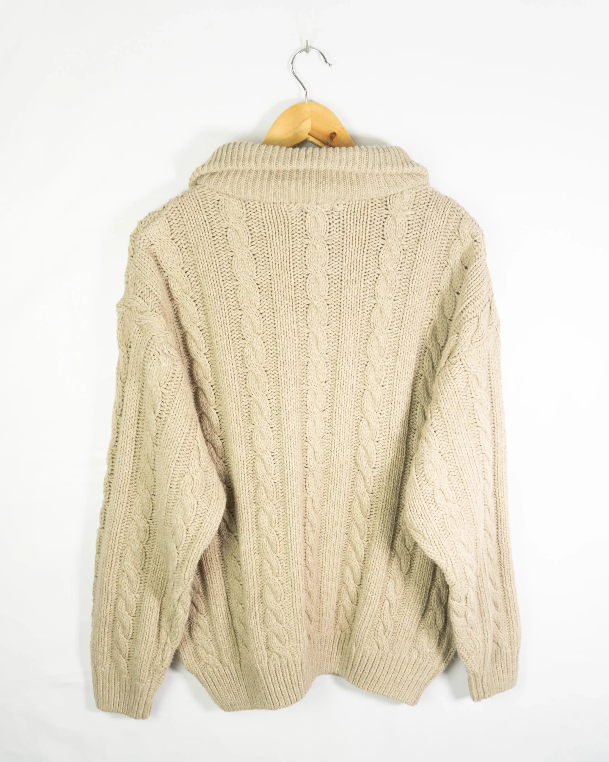 Jersey textura vintage 90s beige M oversize - Lacaie Vintage Jersey textura vintage 90s beige M oversize - Imagen 3