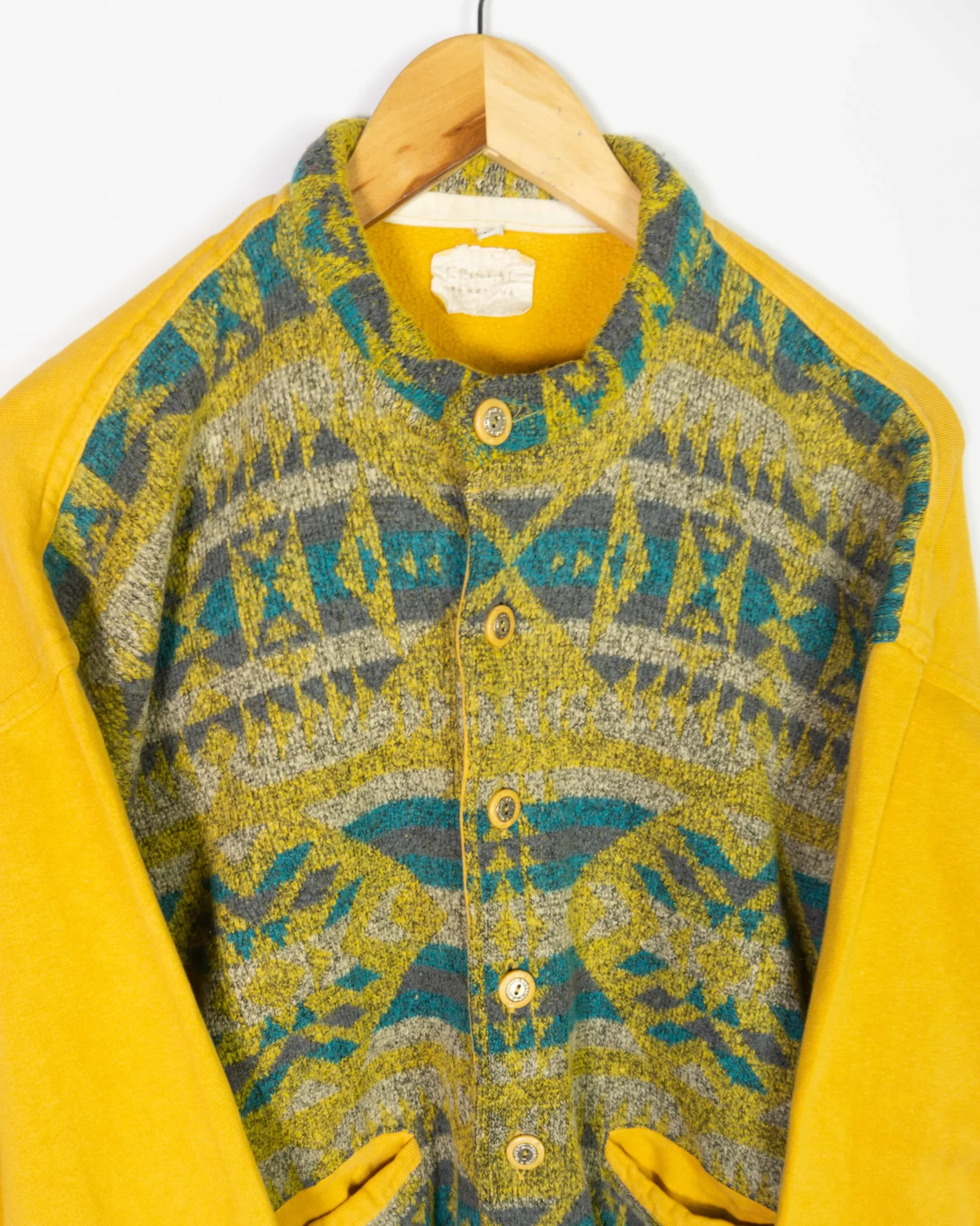 Cárdigan étnico mujer vintage 90s amarillo M - Lacaie Vintage Cárdigan étnico mujer vintage 90s amarillo M - Imagen 2