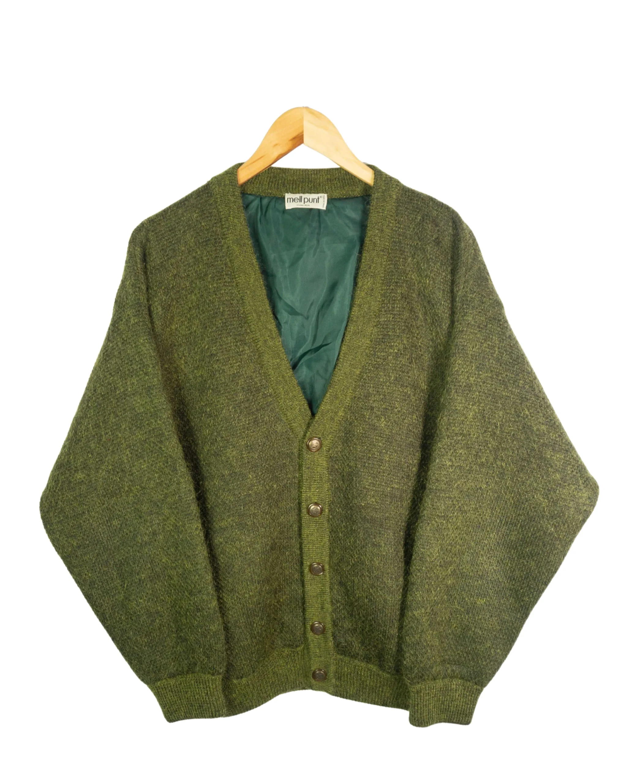 Cárdigan mohair vintage 90s verde L - Lacaie Vintage Cárdigan mohair vintage 90s verde L