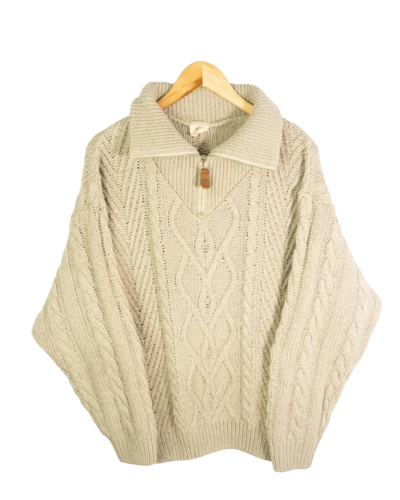 Jersey textura vintage 90s beige M oversize