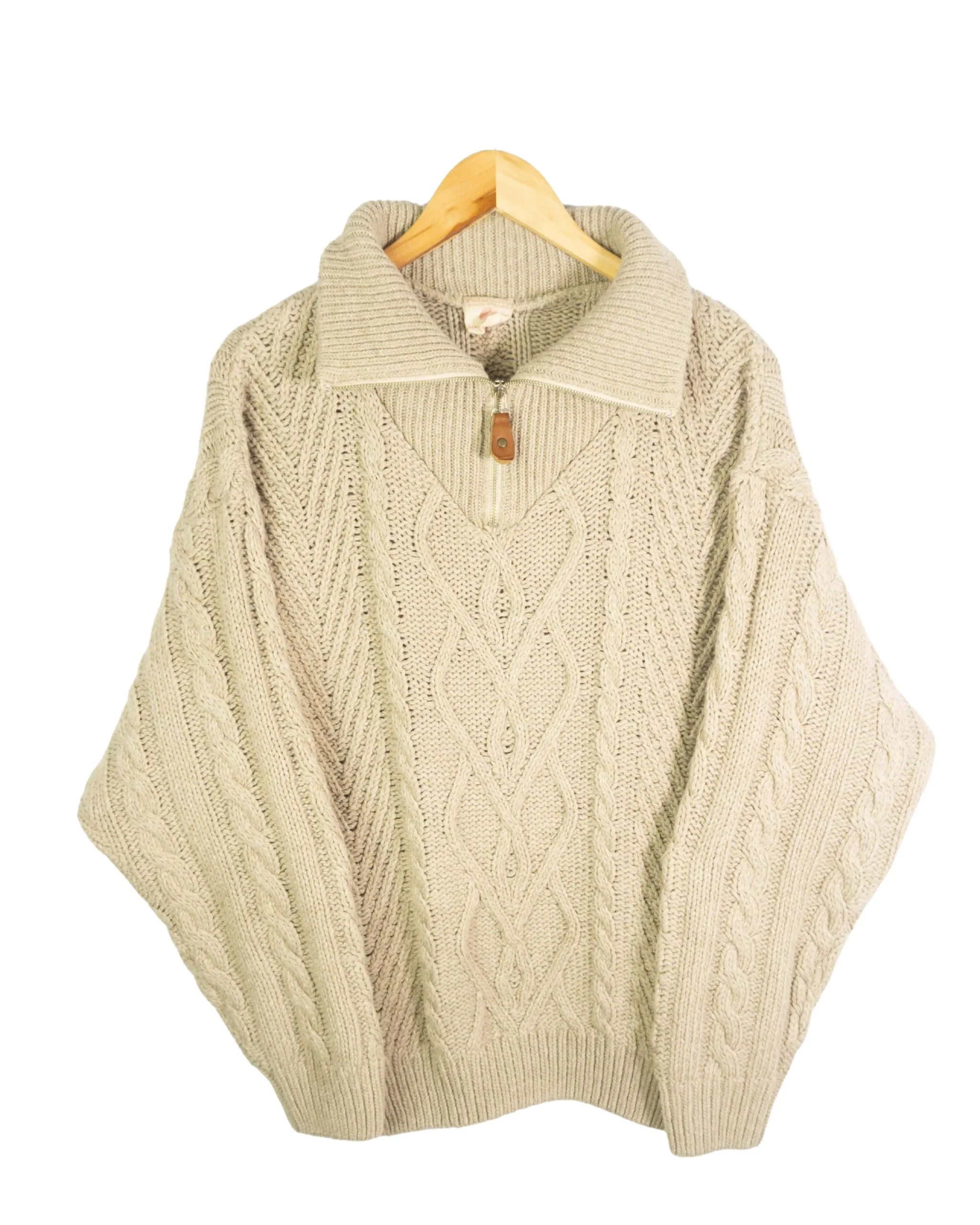 Jersey textura vintage 90s beige M oversize - Lacaie Vintage Jersey textura vintage 90s beige M oversize