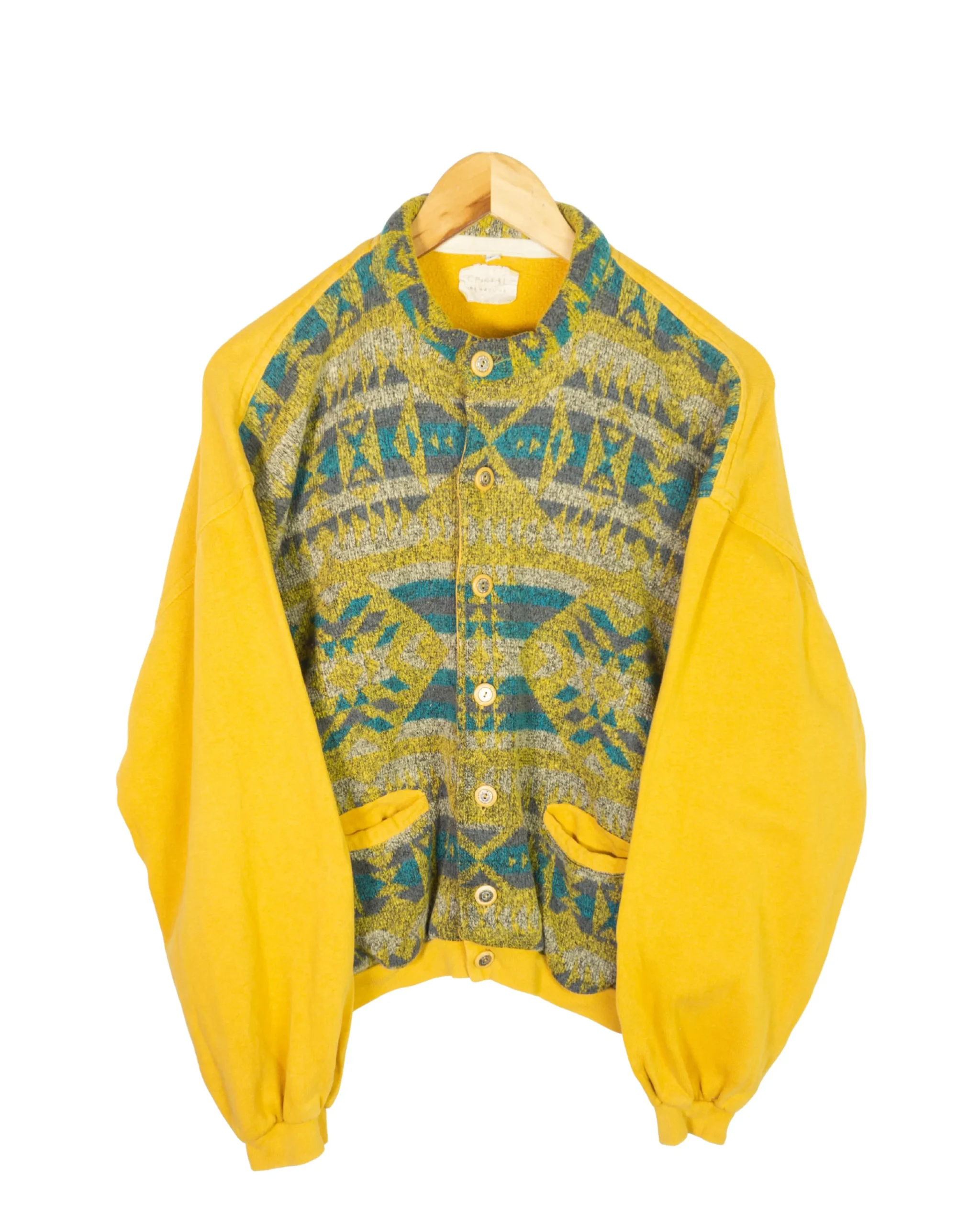 Cárdigan étnico mujer vintage 90s amarillo M - Lacaie Vintage Cárdigan étnico mujer vintage 90s amarillo M