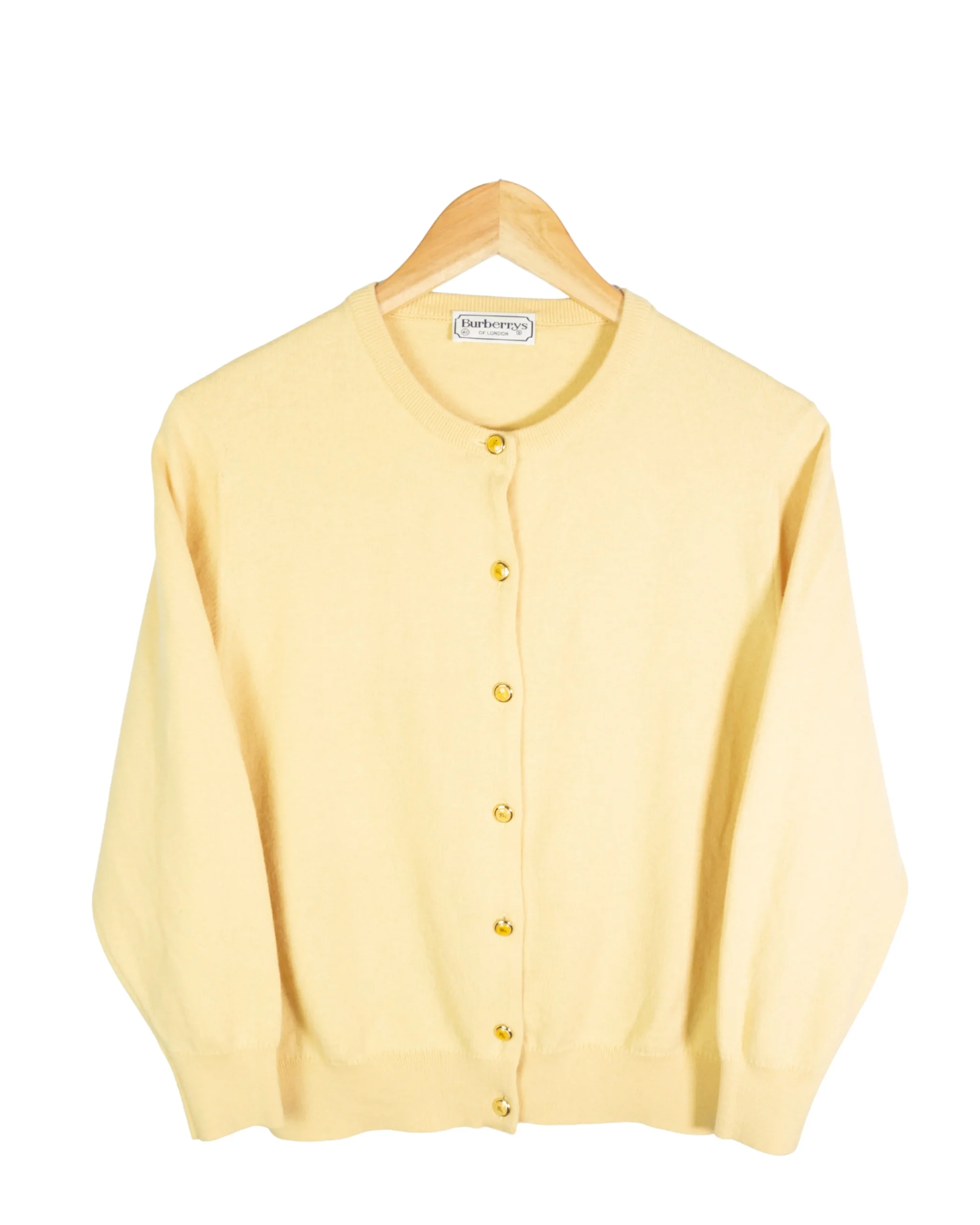 Cardigan Burberrys vintage 90s amarillo 42 - Lacaie Vintage Cardigan Burberrys vintage 90s amarillo 42
