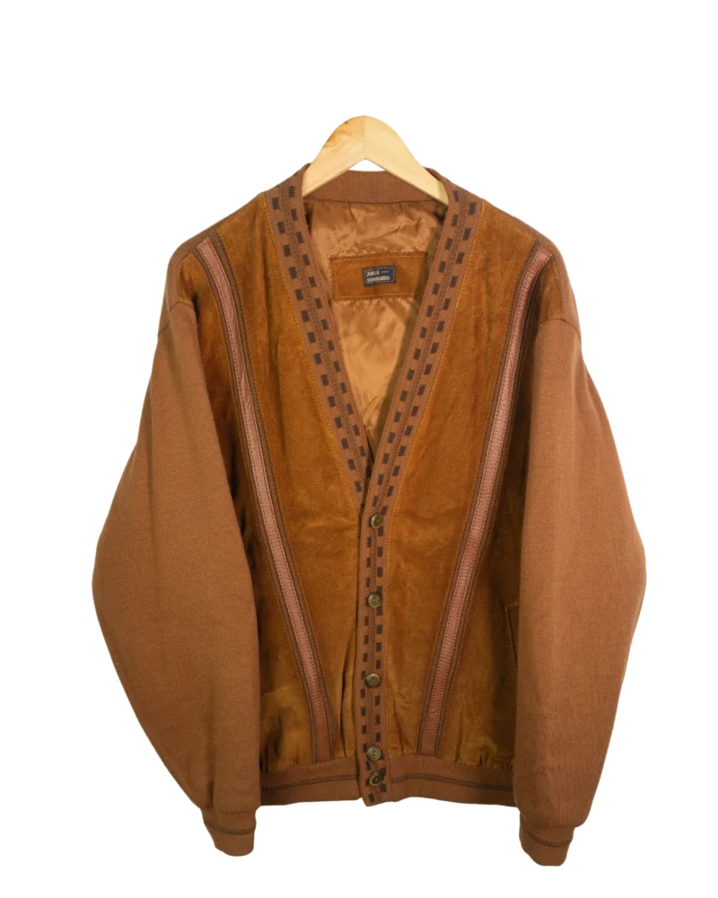 Cárdigan de ante vintage 90s marrón L