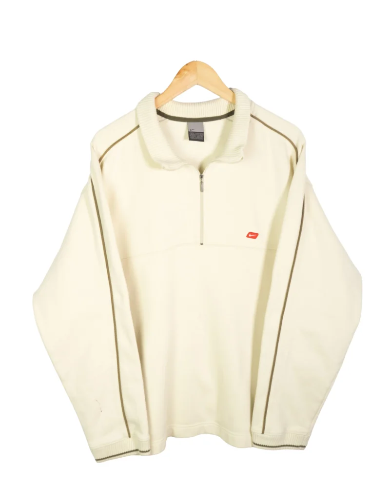 Jersey 1/4 zip Nike vintage 90s beige XL