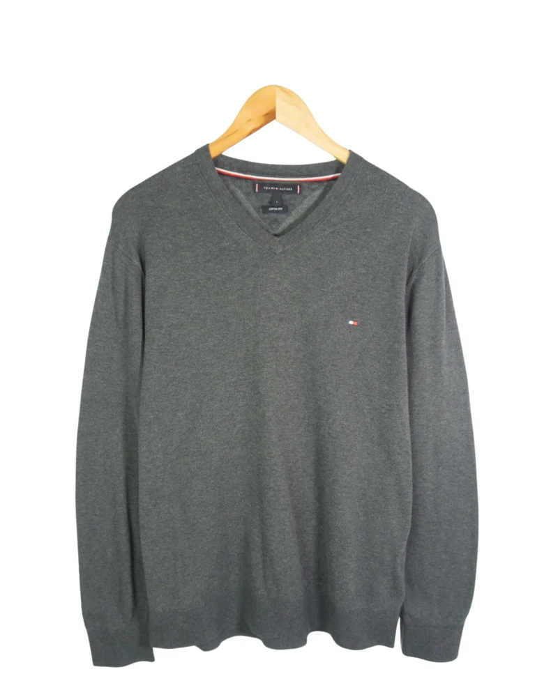 Jersey cuello de pico Tommy Hilfiger gris L