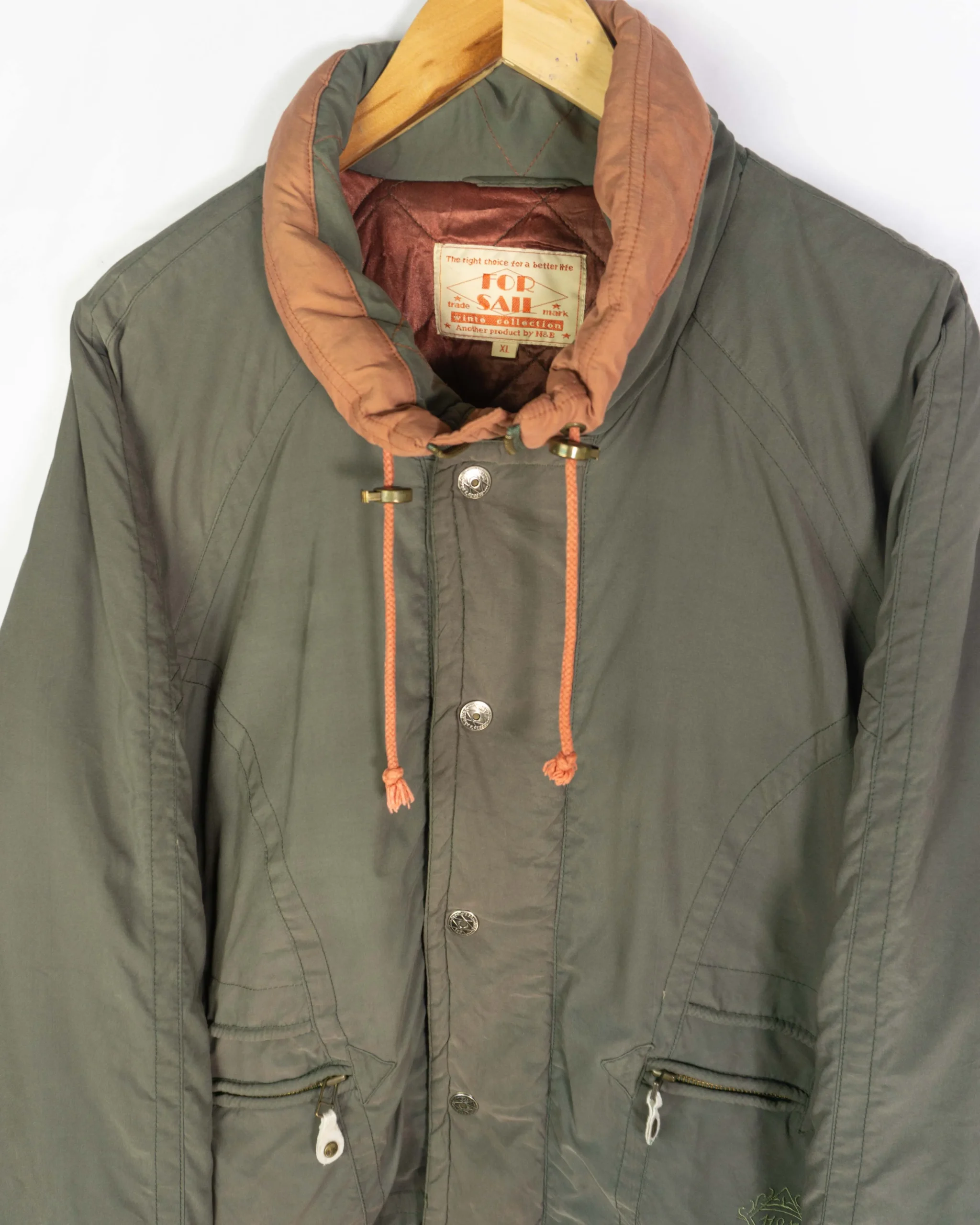 Abrigo acolchado For Sail vintage 90s marrón XL - Lacaie Vintage Abrigo acolchado For Sail vintage 90s marrón XL - Imagen 2