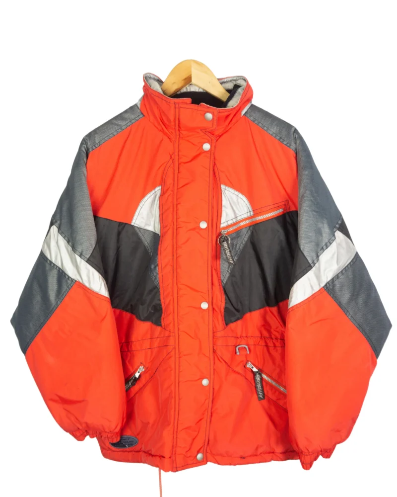 Abrigo acolchado vintage 90s rojo/gris/negro L