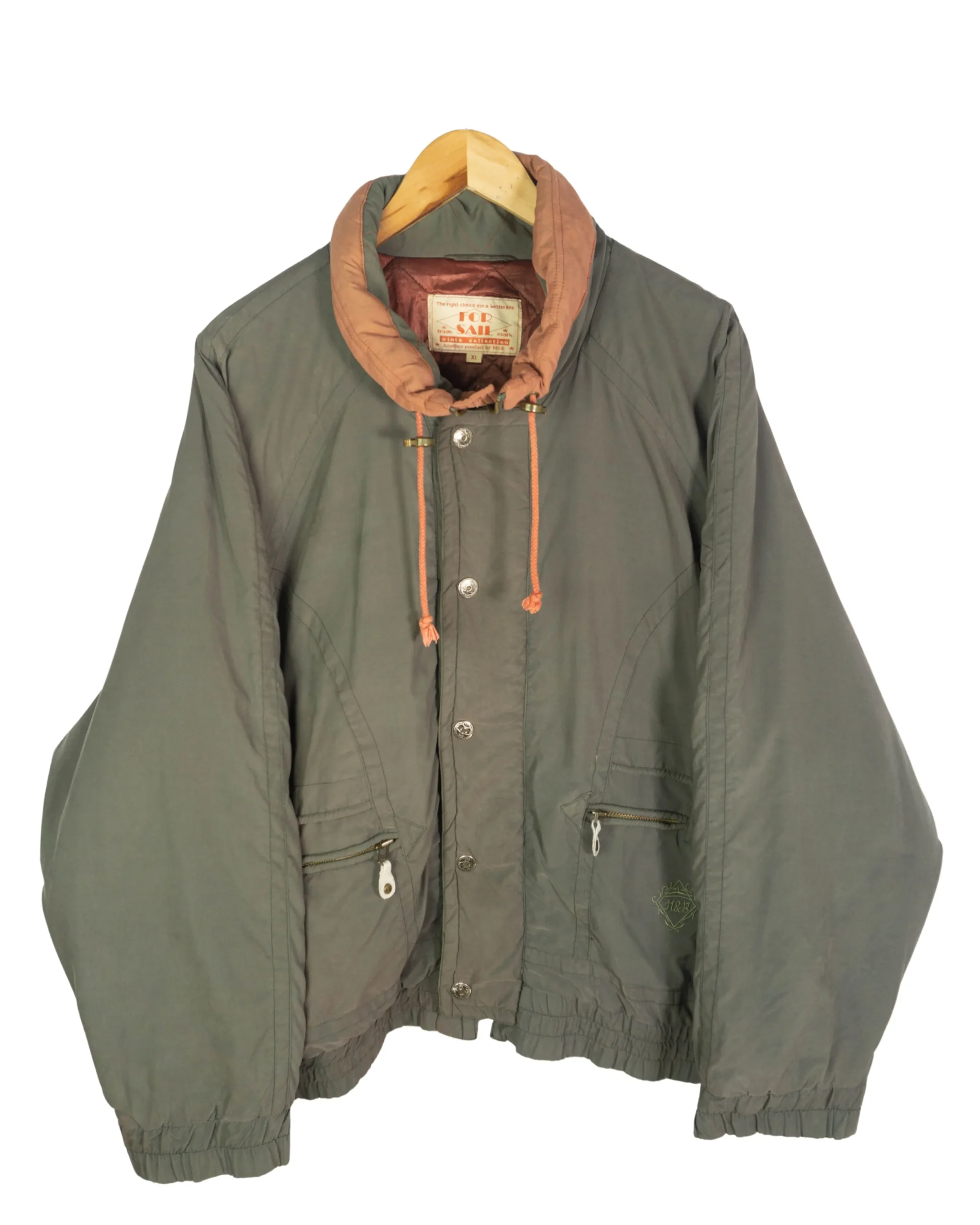 Abrigo acolchado For Sail vintage 90s marrón XL - Lacaie Vintage Abrigo acolchado For Sail vintage 90s marrón XL