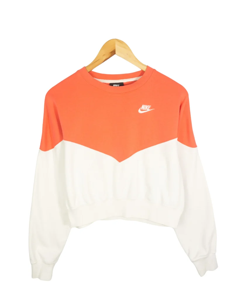 Sudadera crop Nike naranja/blanca M