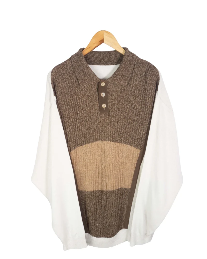 Jersey con botones vintage 90s marrón XL