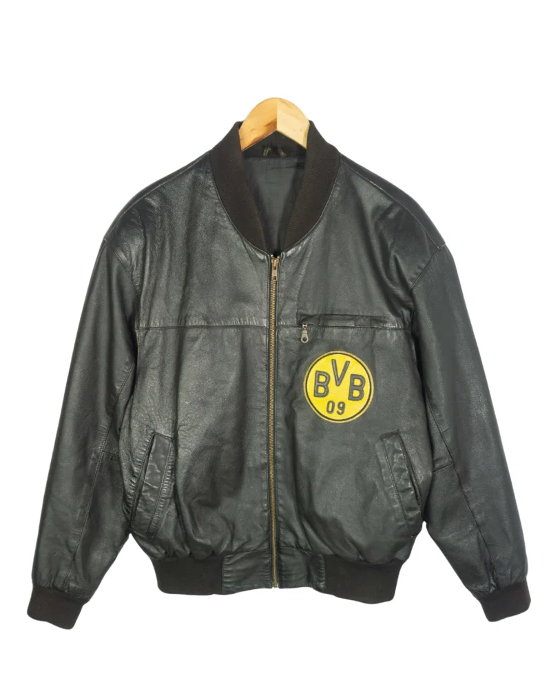 Chaqueta bomber de cuero Borussia Dortmund vintage 90s negra M