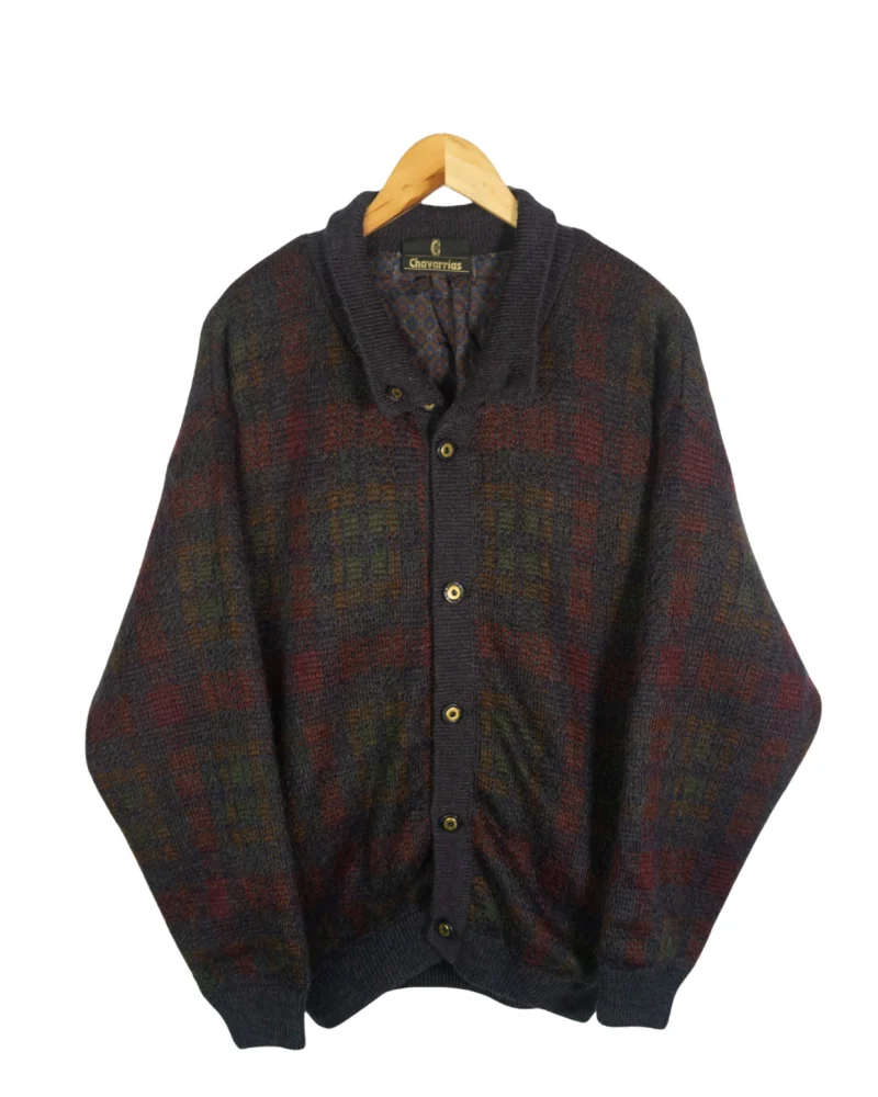 Cárdigan Chavarrias vintage 90s gris/rojo M