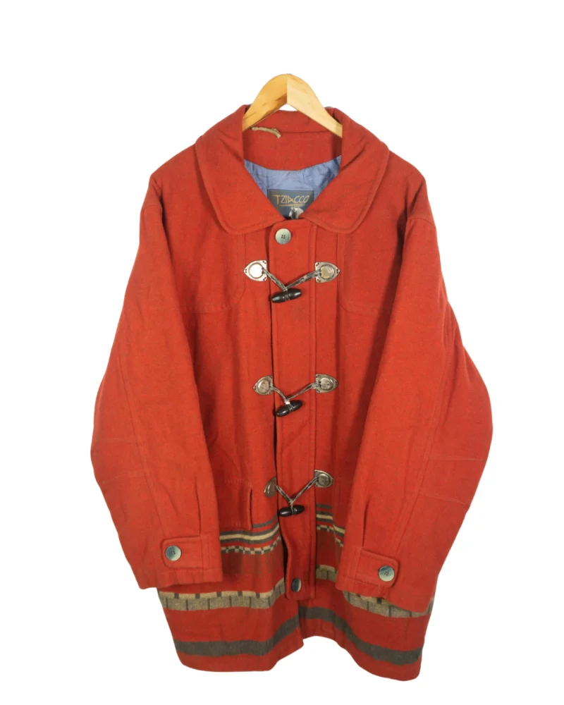 Chaqueta larga étnica vintage 90s rojo XL