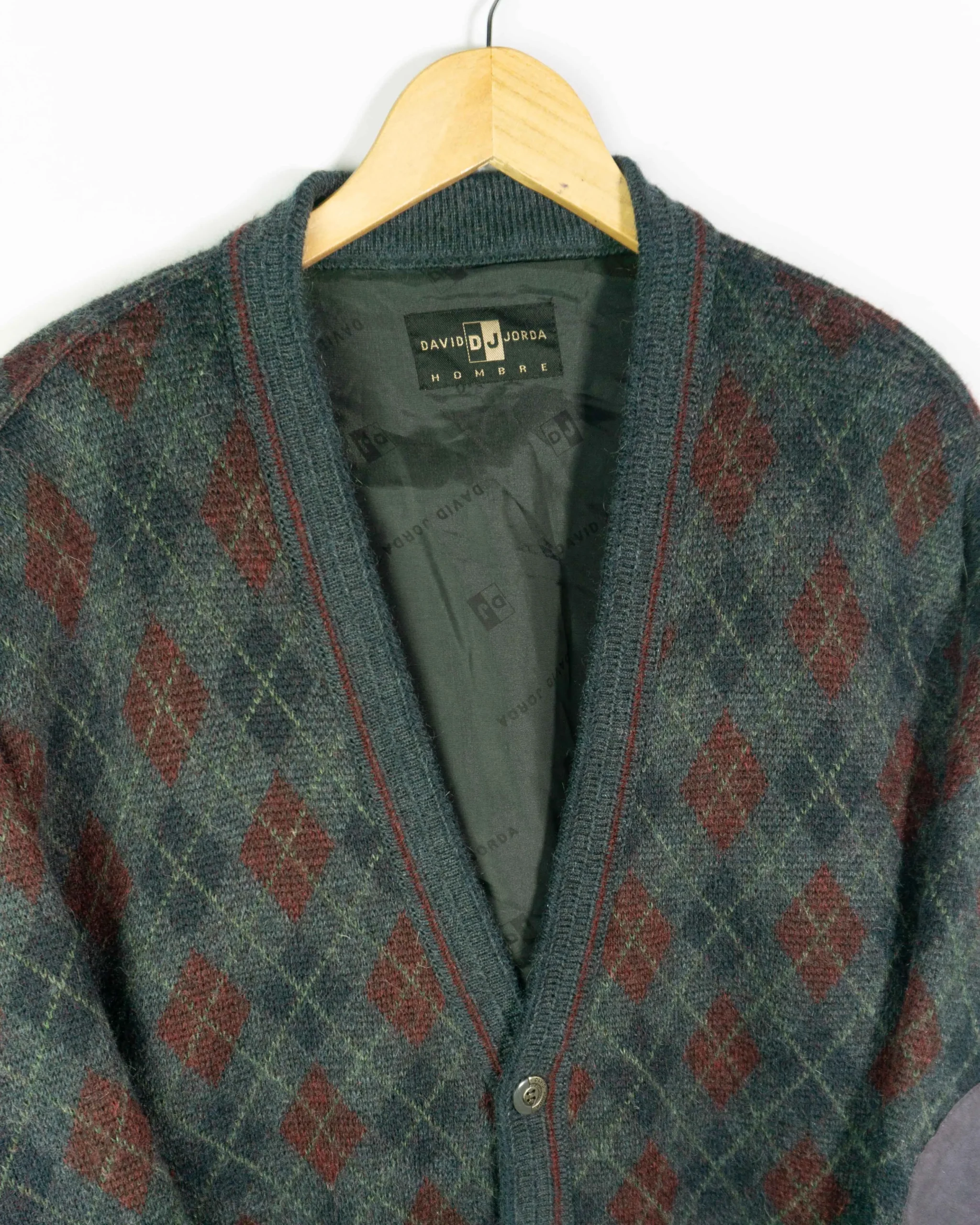 Cárdigan David Jorda vintage 90s rombos L - Lacaie Vintage Cárdigan David Jorda vintage 90s rombos L - Imagen 2